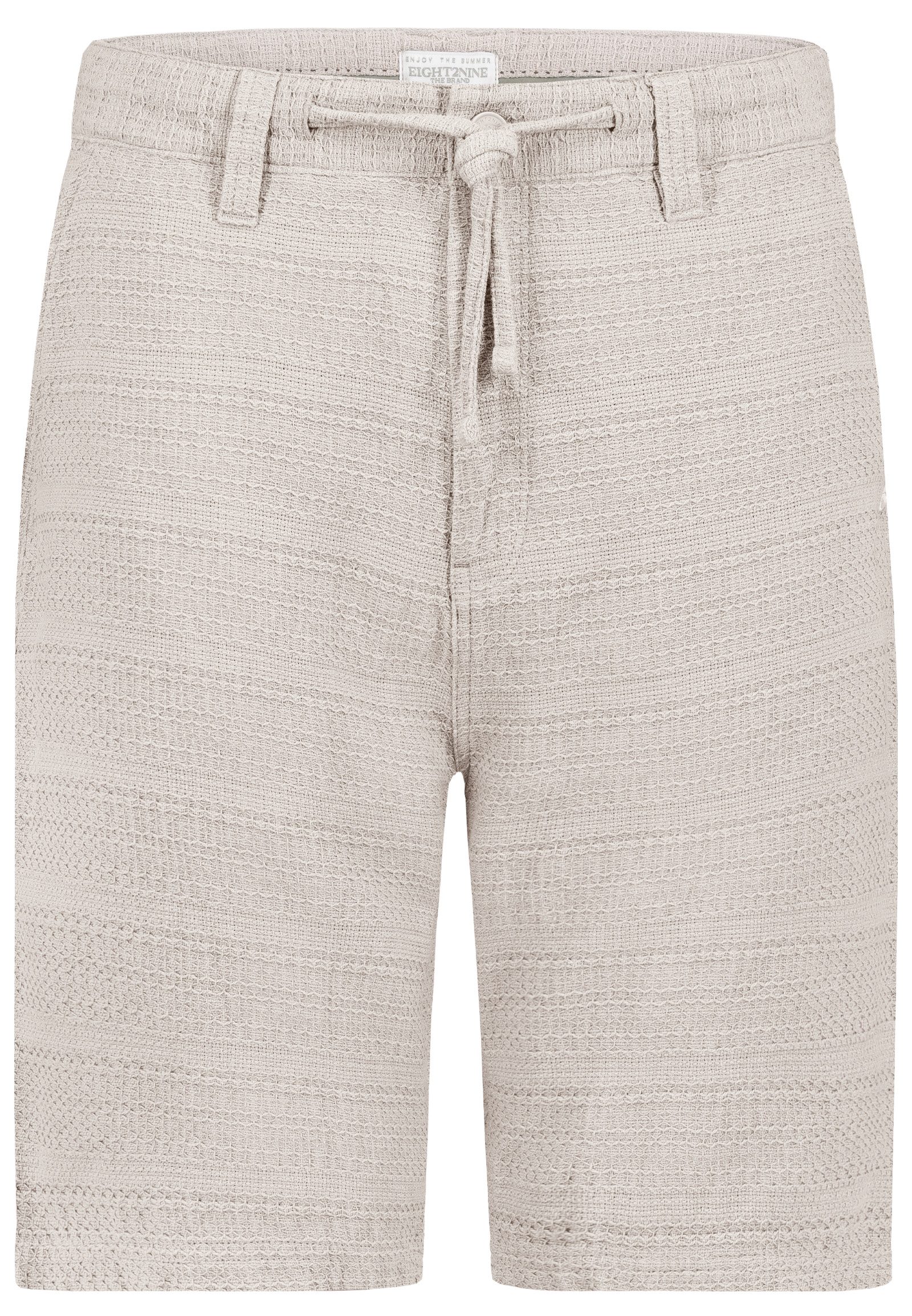 Eight2Nine Chinoshorts Strukturmuster Elastischer Bund Kordelzug Moderner Look für Herren (1-tlg) Baumwolle Normal Fit Einfarbig atmungsaktiv Reißverschluss