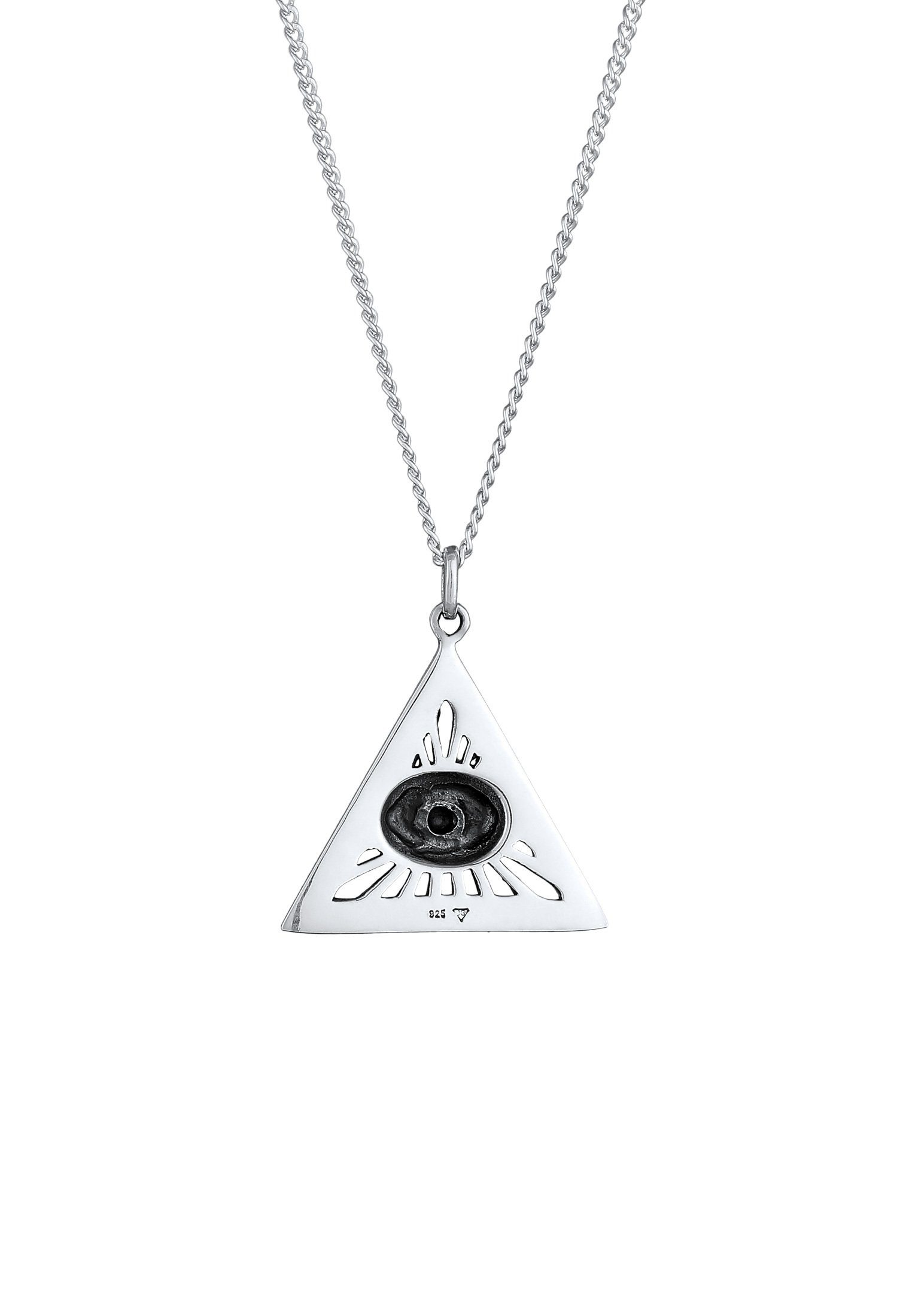 Kuzzoi Lange Kette Herren Eye Sterling 925 Silber Dreieck Evil