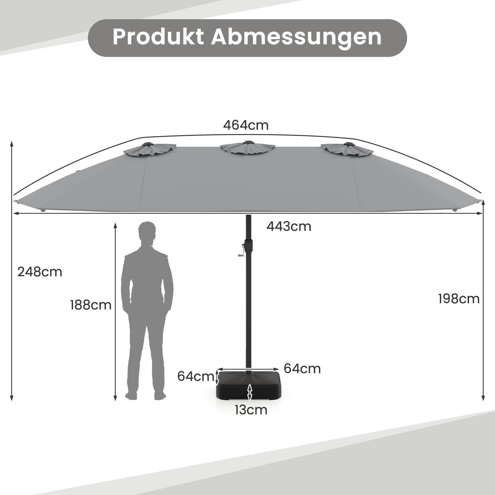 COSTWAY Sonnenschirm, LxB: 443x265 cm, mit günstig online kaufen