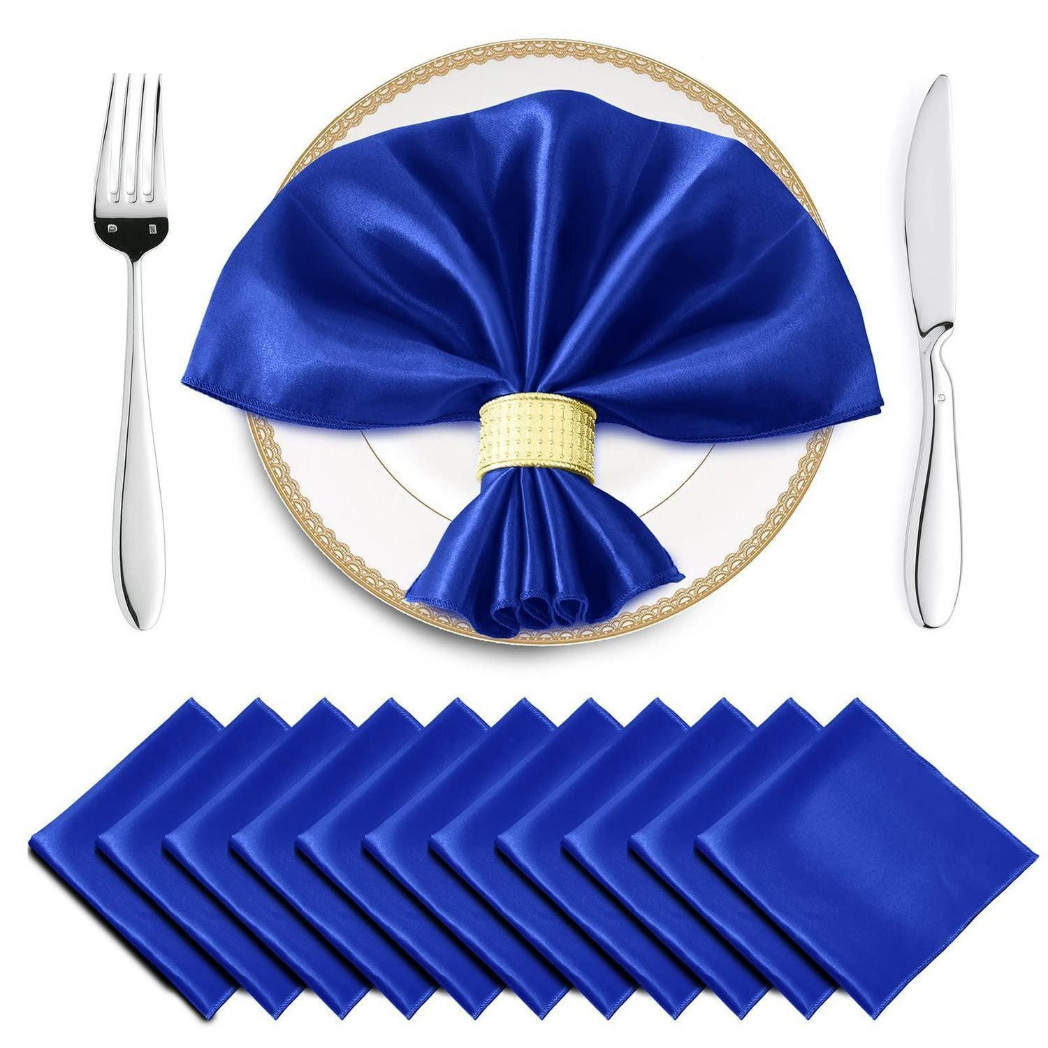 LuxusKollektion Stoffserviette Servietten Satin Königsblau 16er-Pack, (16 St)