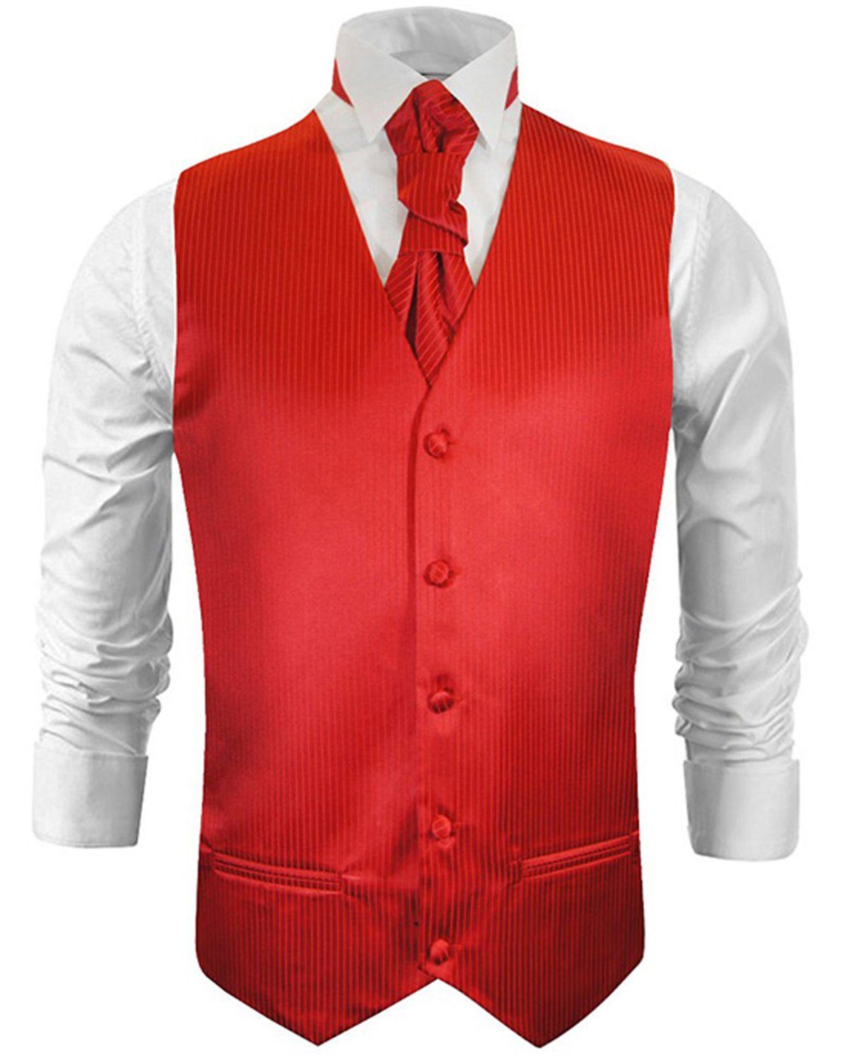 Anzugweste Herren Hochzeitsweste mit Plastron Set 2tlg schwarz - Bräutigam