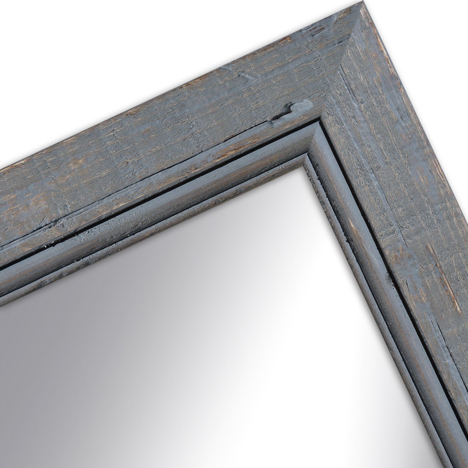 WANDStyle Wandspiegel H660, Grau, aus Massivholz im Vintage Stil