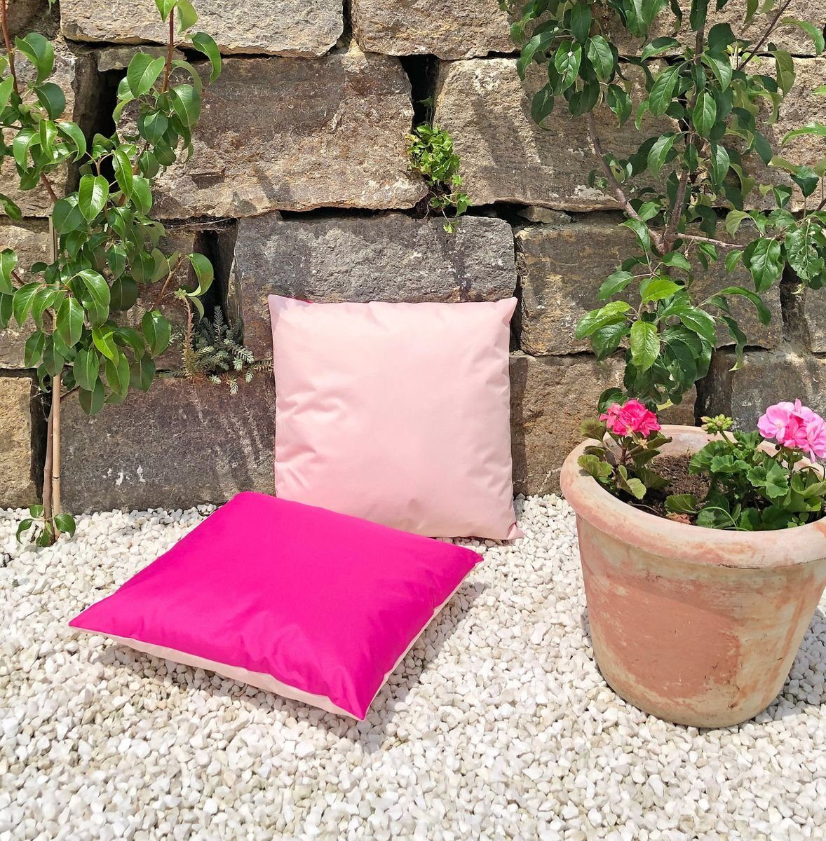Pink Strapazierfähig, - Robust, Füllung, für Lounge versch Außen Wasserabweisend, Outdoor Dekokissen Pink Dekokissen JACK & Größen Kissen inkl. Rosa Innen JACK