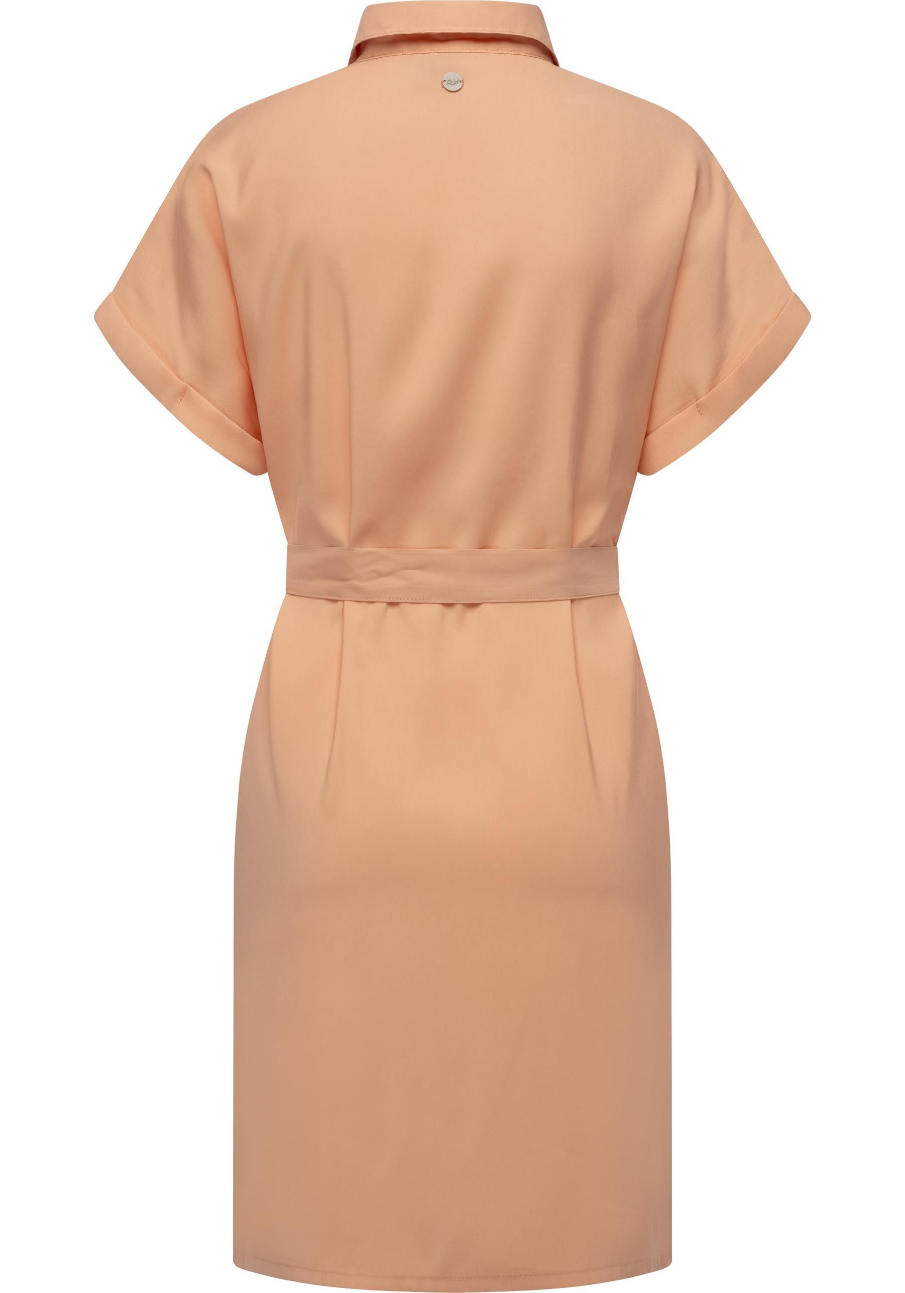 Ragwear Blusenkleid Manilla Kurzarm Midikleid mit Taillengürtel