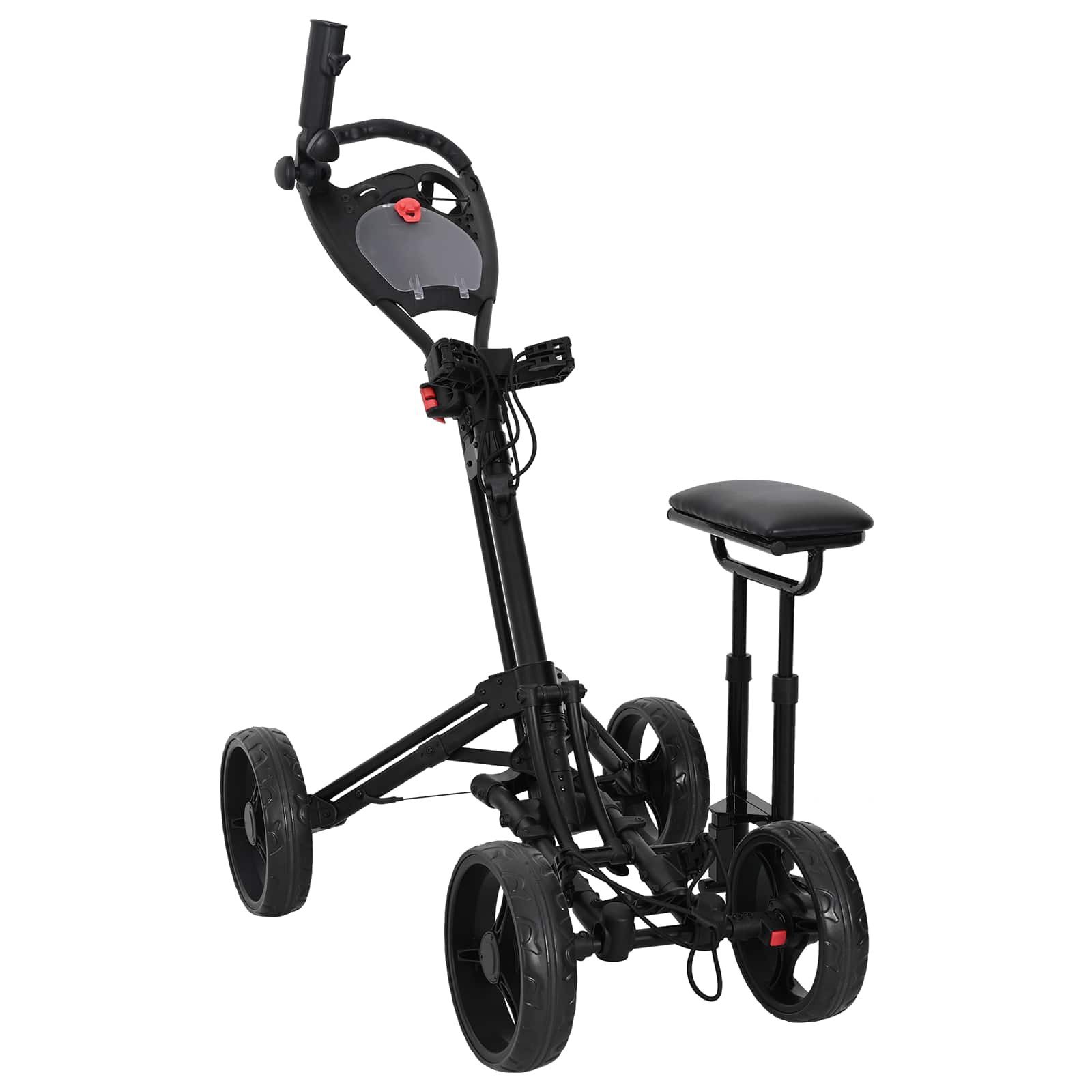 Golftrolley Golf-Dolly mit Sitz Schwarz Aluminium Klappbar