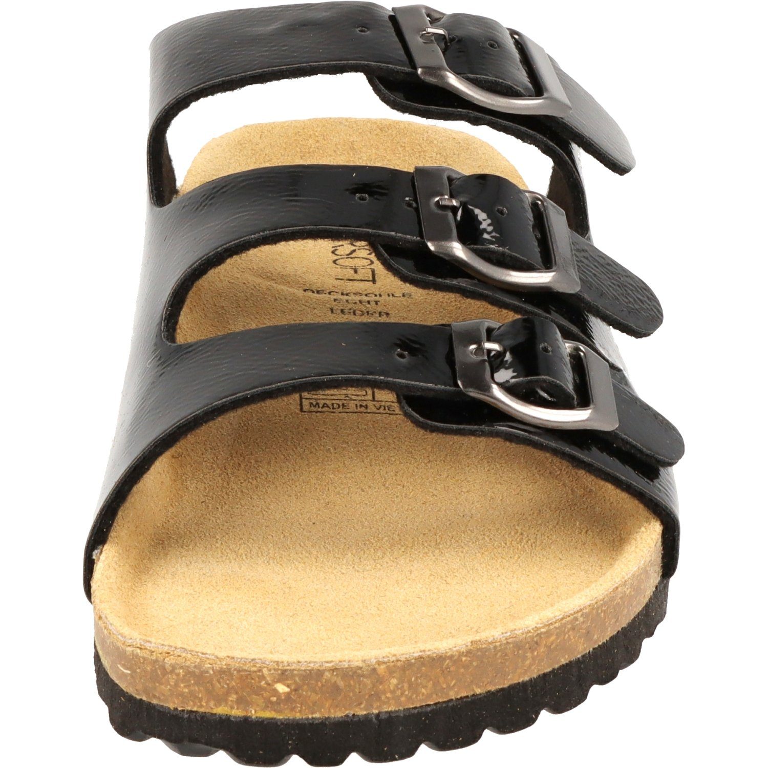 Damen Komfort Schwarz Pantolette Sandale274-856 Lederfußbett SUPERSOFT