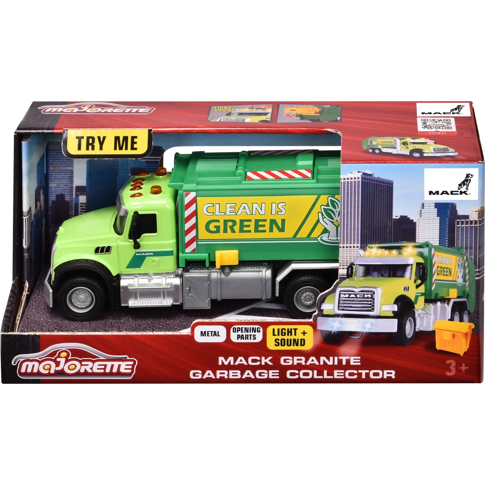 Spielzeug-Auto Spielfahrzeug Majorette majORETTE Mack Granite Müllauto,
