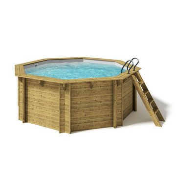 Paradies Pool Pool, Holzpool Kalea Platin 528x138cm, Folie grau 0,8mm