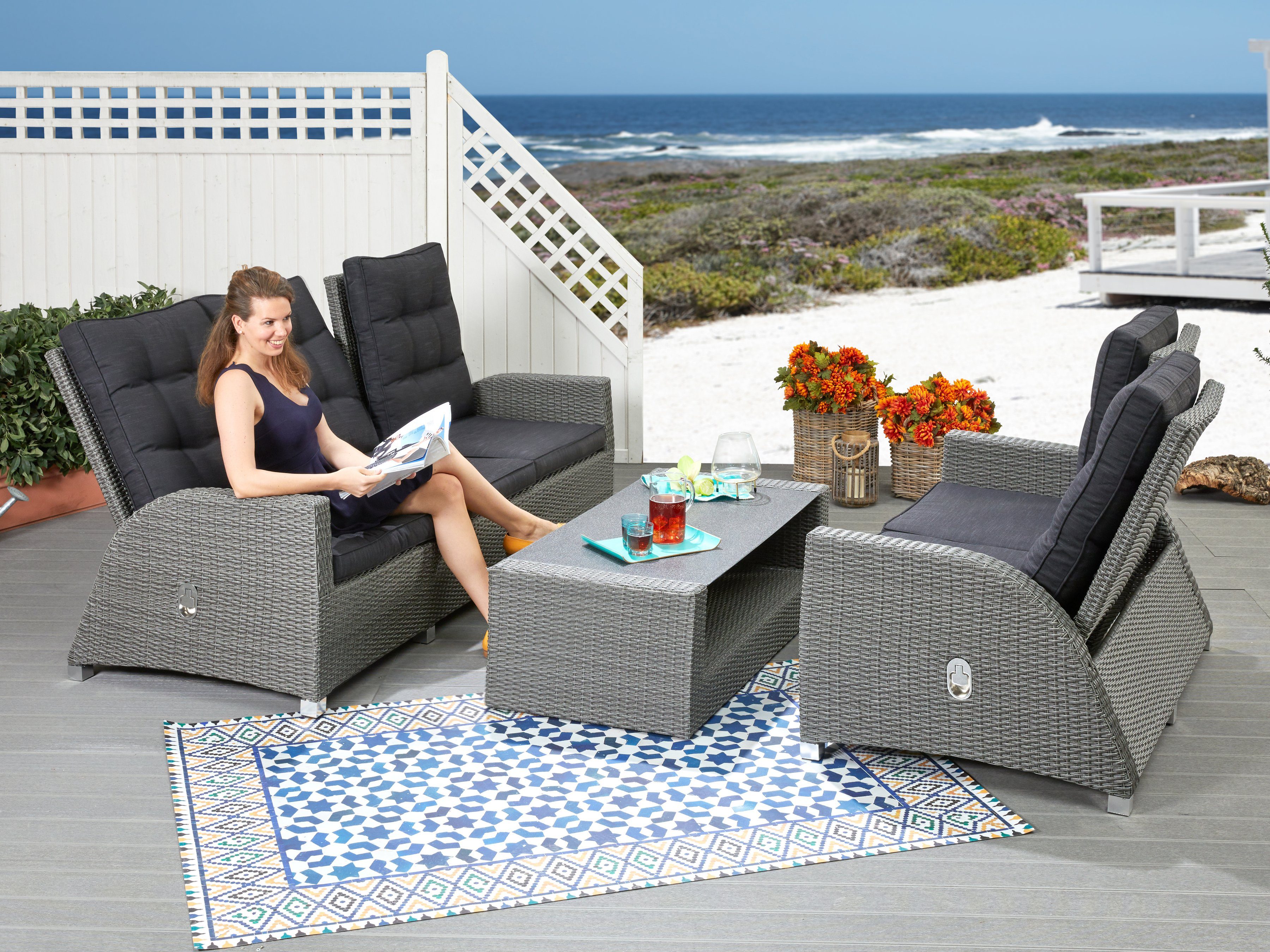 KONIFERA Loungeset »Brisbane«, (13-tlg), Gartenmöbelset für bis zu 5