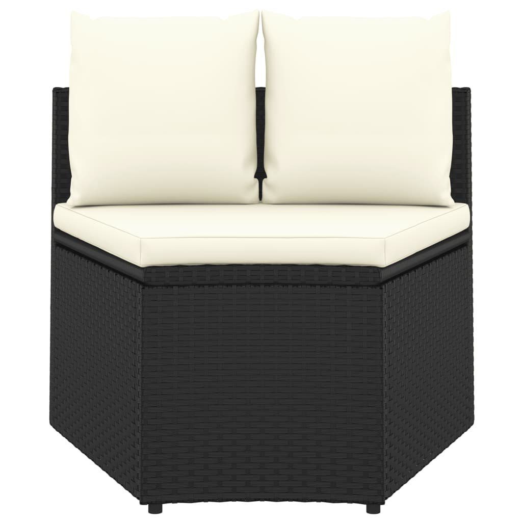 Poly mit Loungesofa 2-tlg. Schwarz, Teile vidaXL 2 Rattan Auflagen Garten-Sofagarnitur