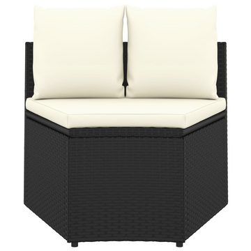 vidaXL Loungesofa 2-tlg. Garten-Sofagarnitur mit Auflagen Poly Rattan Schwarz, 2 Teile