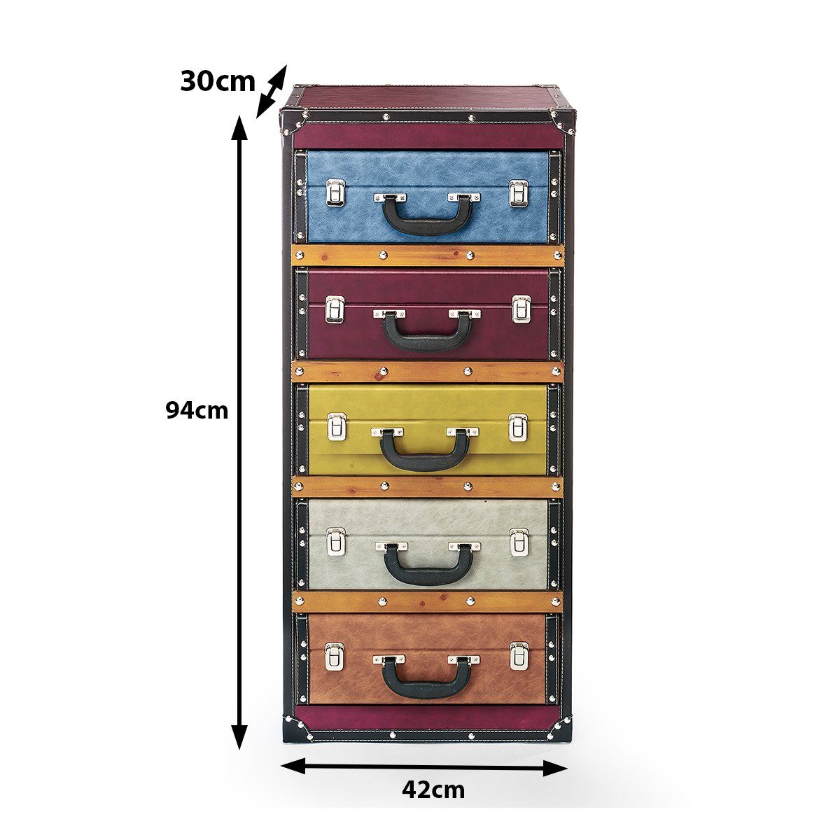 Kobolo Regal Kommode Schrank in Kofferoptik Bunt 5 Fächer 42x30x94 cm, 1 St günstig online kaufen