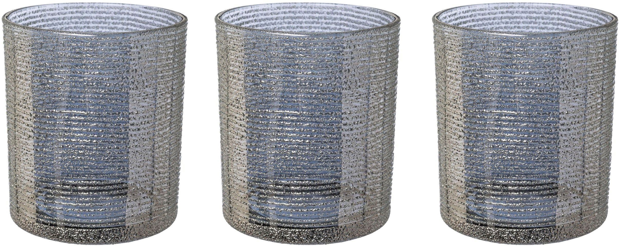 edler Glas, Teelichthalter by Lena Home 3 aus Gercke LeGer Ayva Oberflächenstruktur (Set, St), Kerzenhalter mit