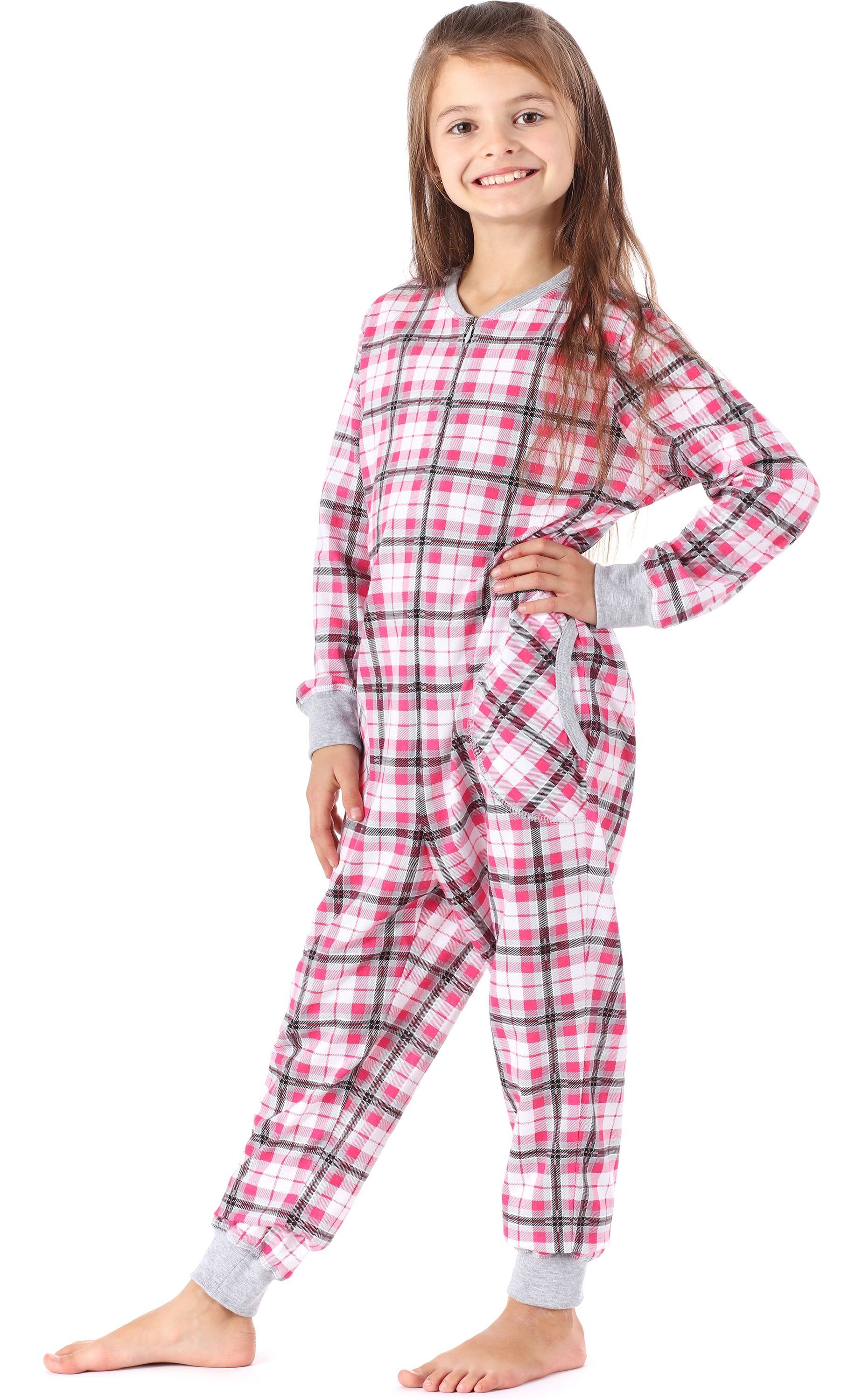 Kariert MS10-186 Rosa Jumpsuit Schlafanzug Mädchen Schlafanzug Style Merry