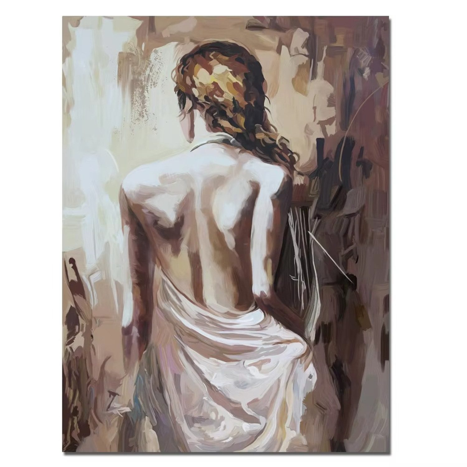 TPFLiving Kunstdruck OHNE RAHMEN, Abstrakte Figur Leinwand – Sexy Mädchen Körper moderne Wandkunst (Leinwandbild XXL), Farben: Farben: BraunGröße: 20x30cm