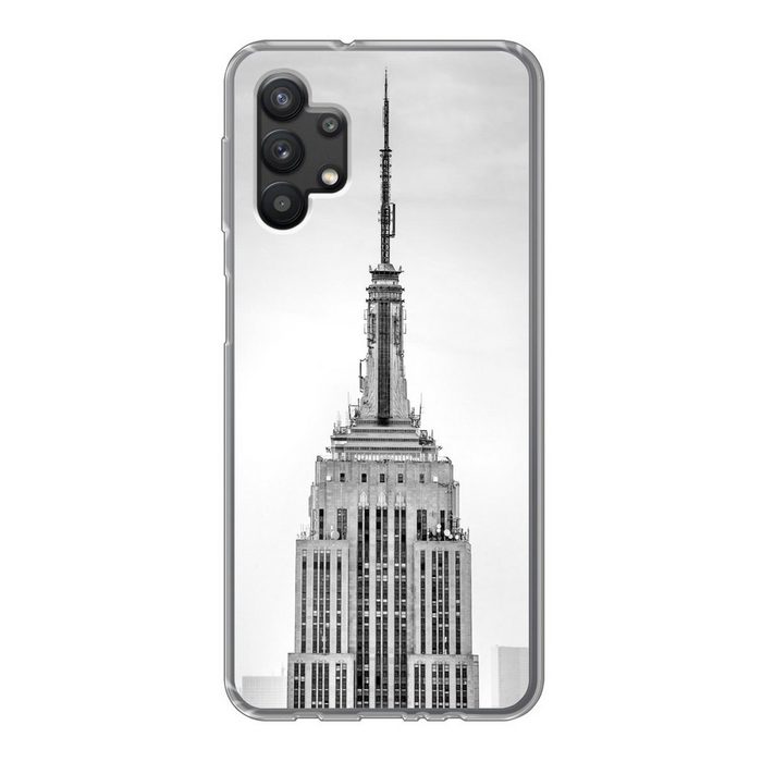 MuchoWow Handyhülle Graues und weißes Bild des Empire State Building in New York Handyhülle Samsung Galaxy A32 5G Smartphone-Bumper Print Handy