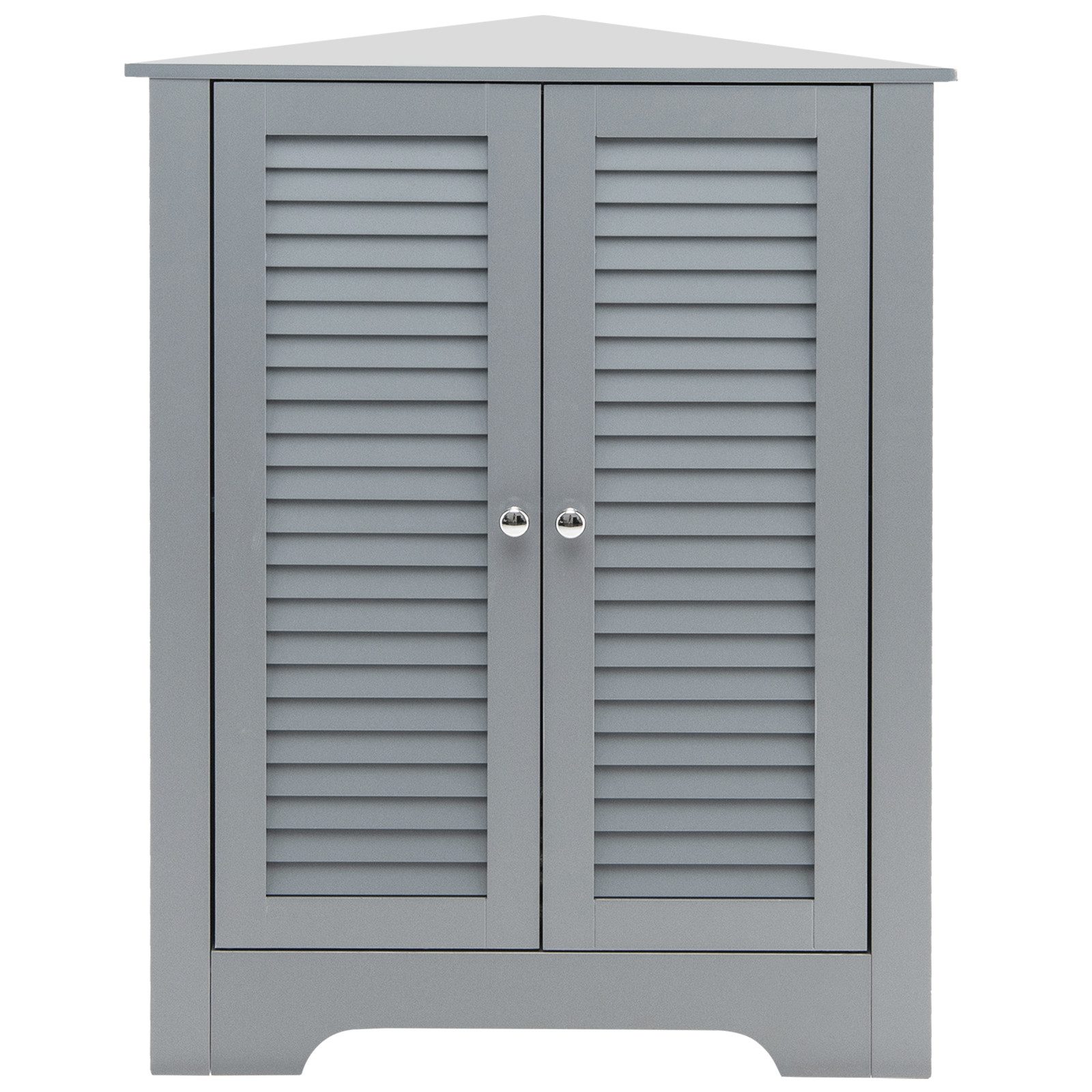 COSTWAY Eckschrank Sideboard mit Lamellentür, verstellbarem Regal, 63x32x81,5cm