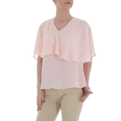 Ital-Design Klassische Bluse Damen Elegant Volants Chiffon Bluse in Rosa