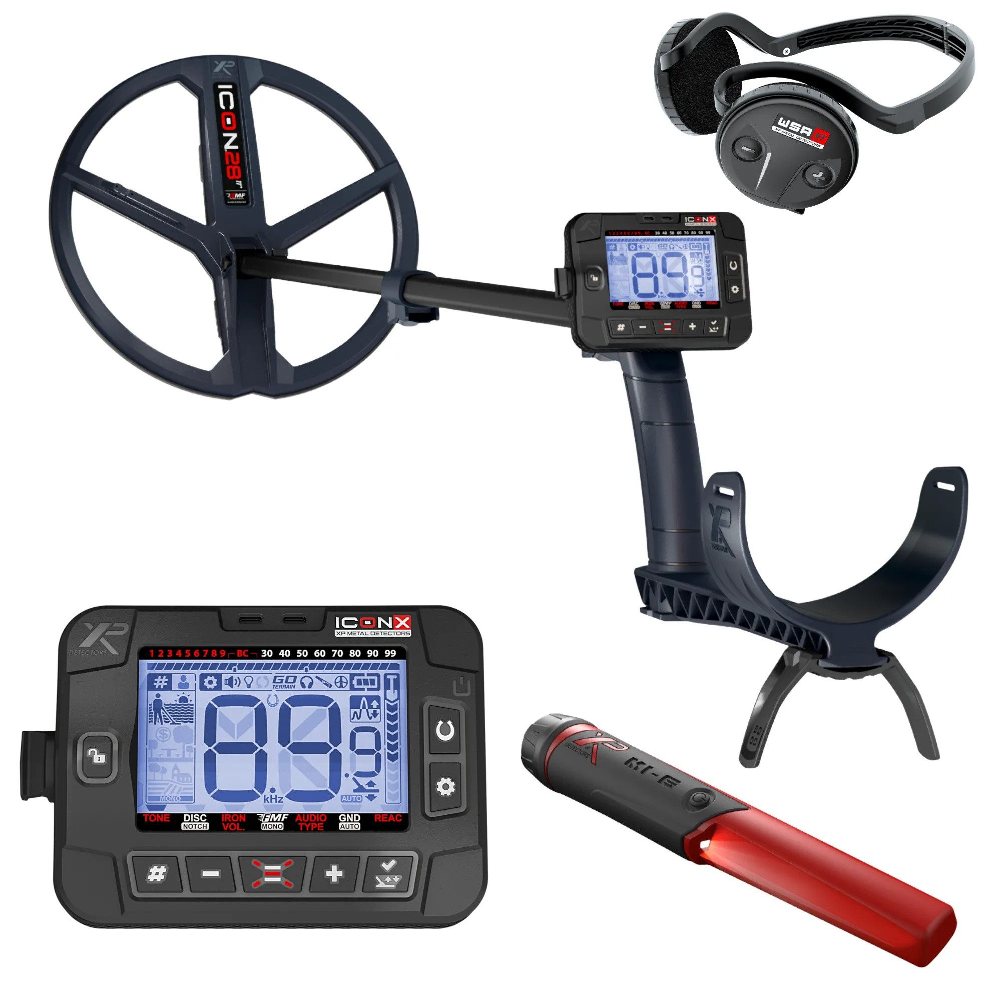 XP Metal Detectors Metalldetektor ICONX mit 28cm Suchspule, Kopfhörer, Pinpointer, Anfängerfreundlich
