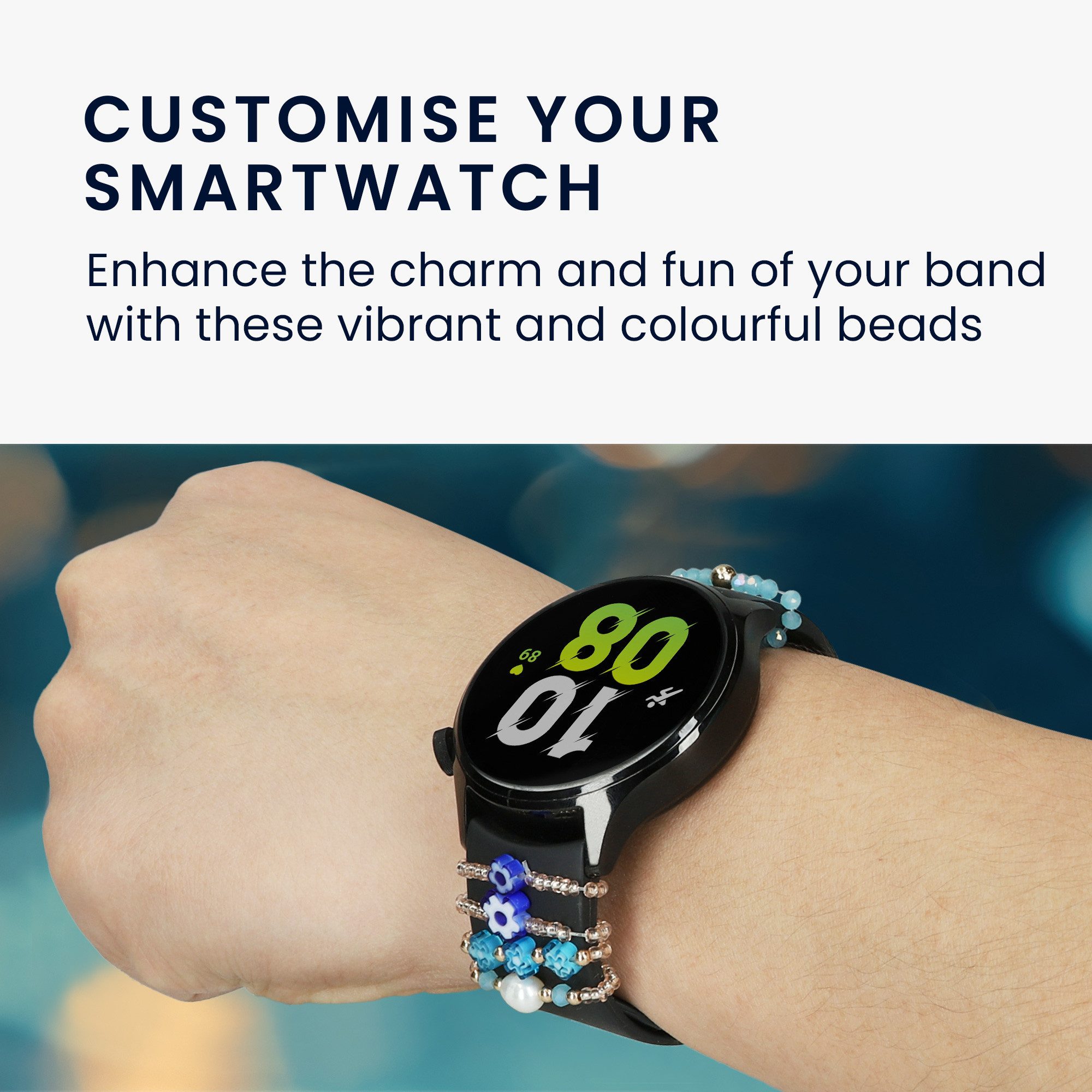 kwmobile 5 Smartwatch Armband Charms für 20 - 22mm Smartwatch Strap (Universal) Smartwatch, 5-tlg., Deko Zubehör aus Acryl - Universal Accessoire für Fitnessuhr Bänder