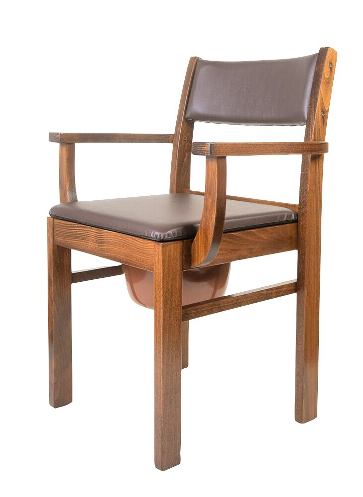Sundo Homecare Toiletten-Stuhl wohnlicher Toilettenstuhl Holz Nachtstuhl, Eimer Deckel Sitzpolster