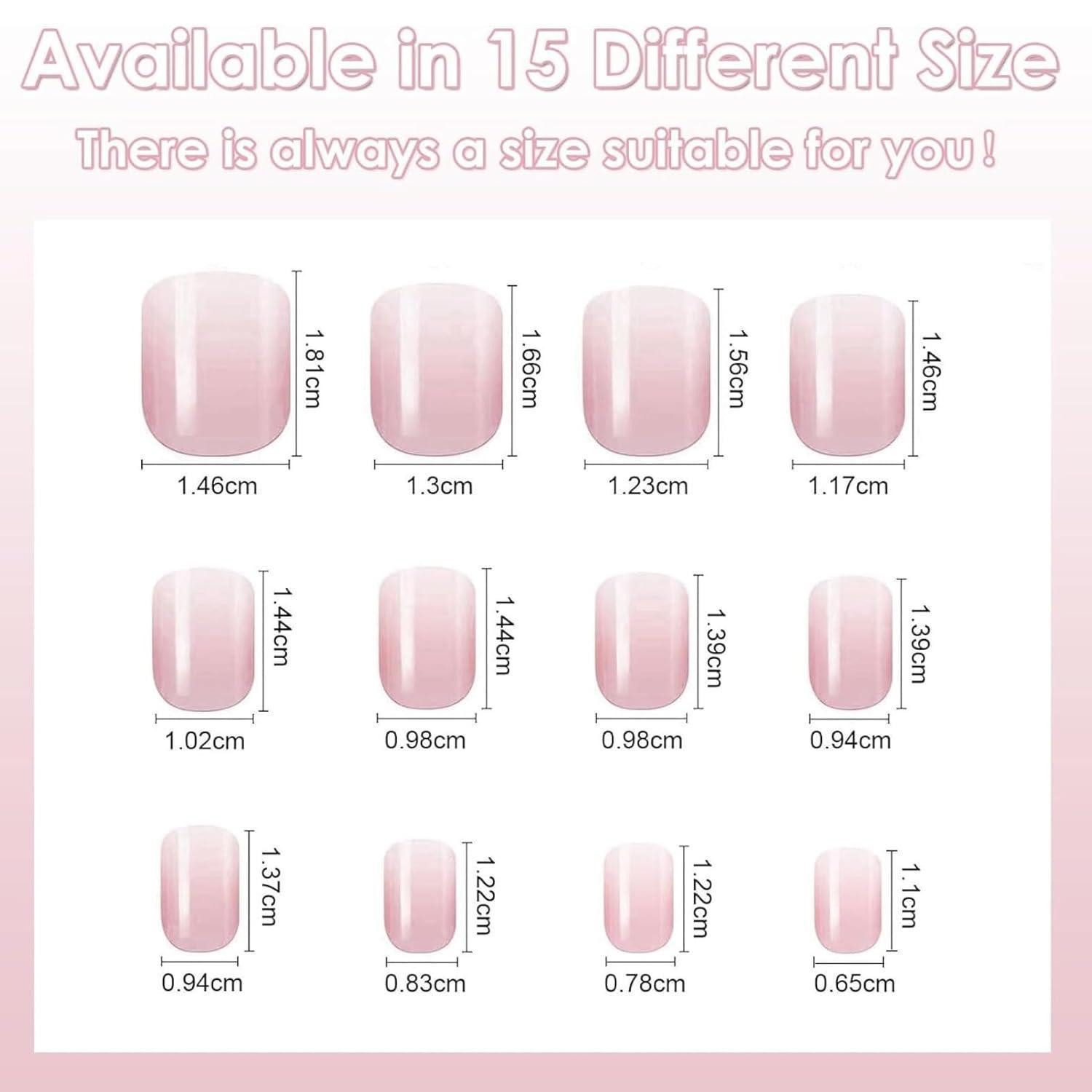 LuxusKollektion Kunstfingernägel Falsche Nägel 240 Stück Tips Set Rosa Kurz Short Gradient Baby Pink