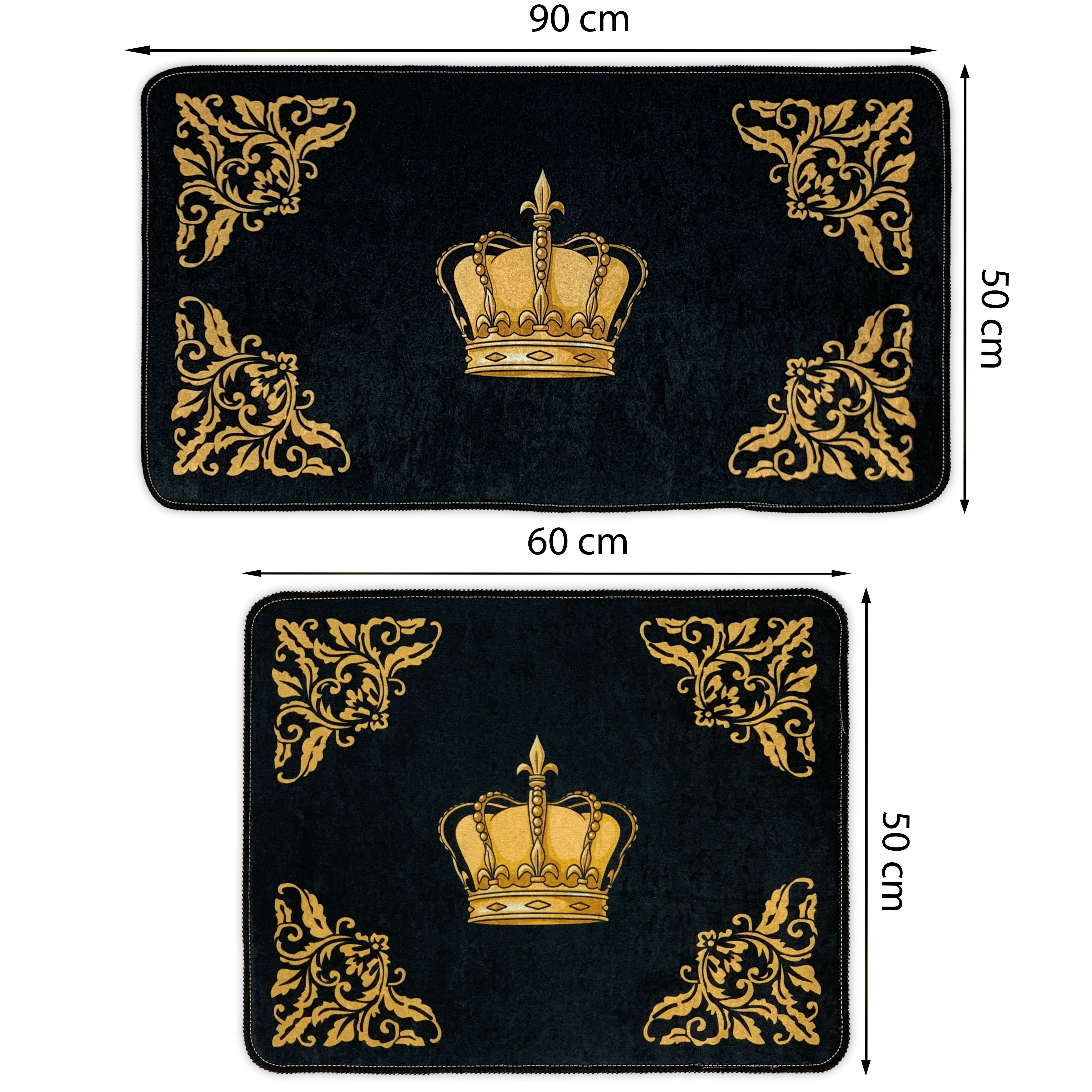 Belle Arti Badematte Luxus Badvorleger Duschvorleger Badteppich Antirutsch schwarz gold, rutschhemmend, antirutsch, fußbodenheizunggeeignet, strapazierfähig, rutschfest, pflegeleicht, Polyester, Badematte Set Löwe Amphore Krone, rutschfest, weich, saugstark