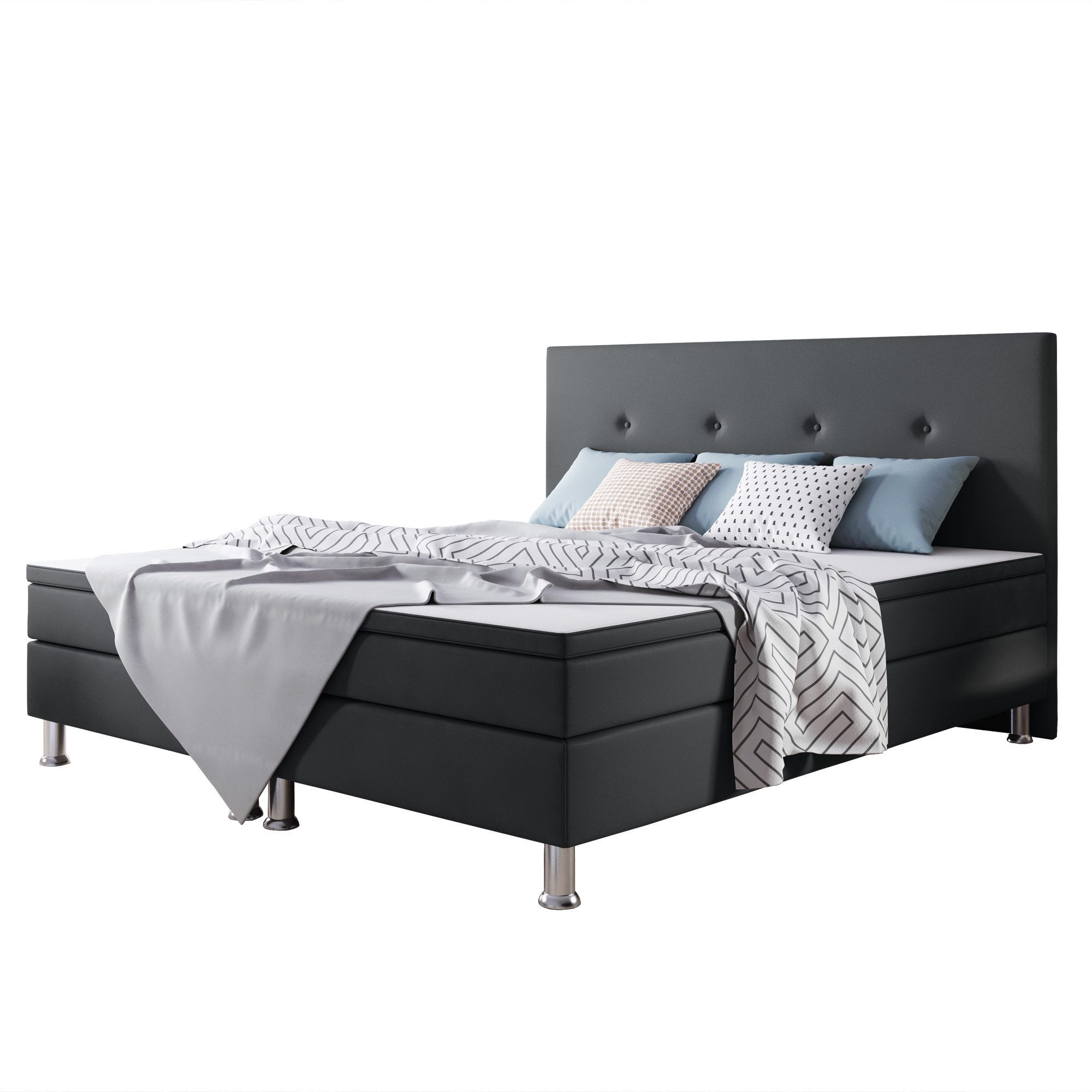 inter Boxspringbett Jump 180x200 Webstoff (Komplett-Set mit Matratze und To günstig online kaufen