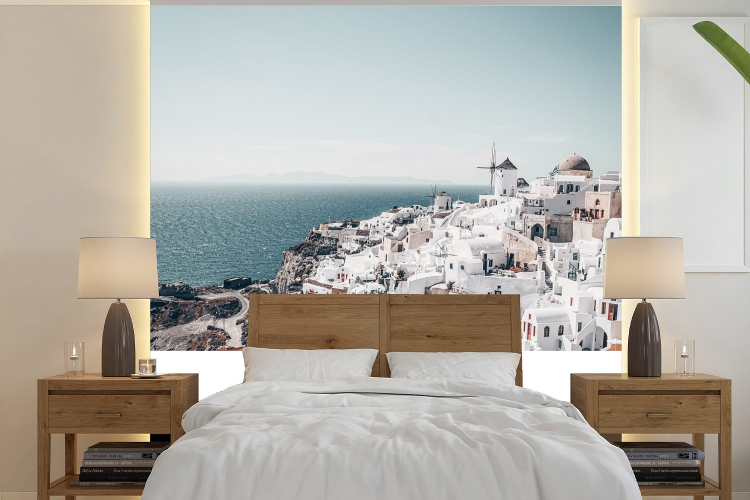MuchoWow Fototapete Griechenland - Santorin - Schlafzimmer, Tapete Wandtapete (5 Matt, Wohnzimmer St), Architektur, bedruckt, oder Vinyl für