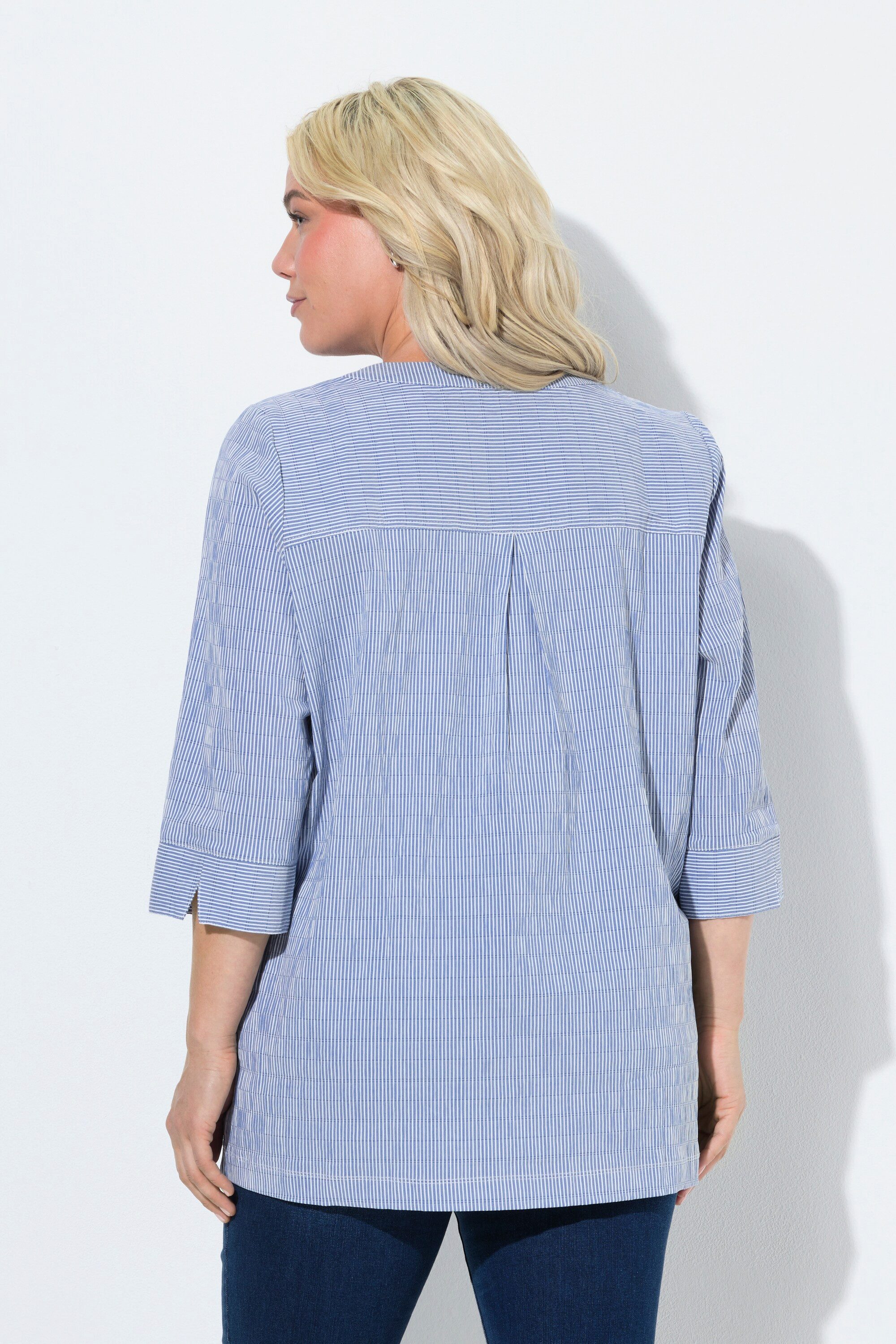 Ulla Popken Tunika Bubble-Tunika Herzausschnitt Biesen 3/4-Arm