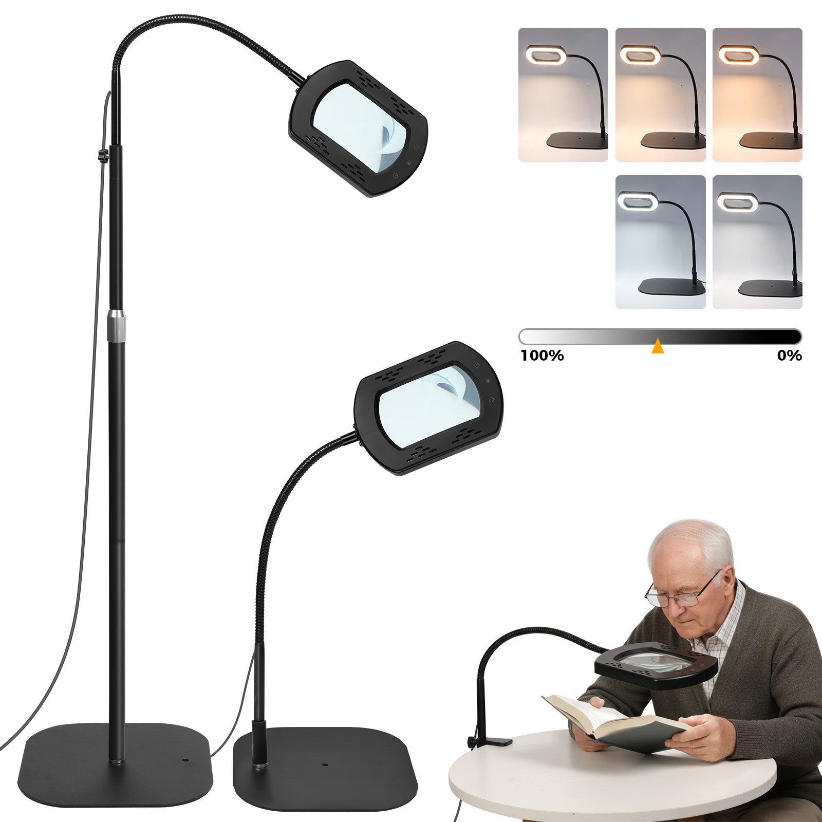 VIVIHEYDAY Lupenlampe 10X Echte Glaslinsen Lupe mit Licht und Ständer, Flex günstig online kaufen