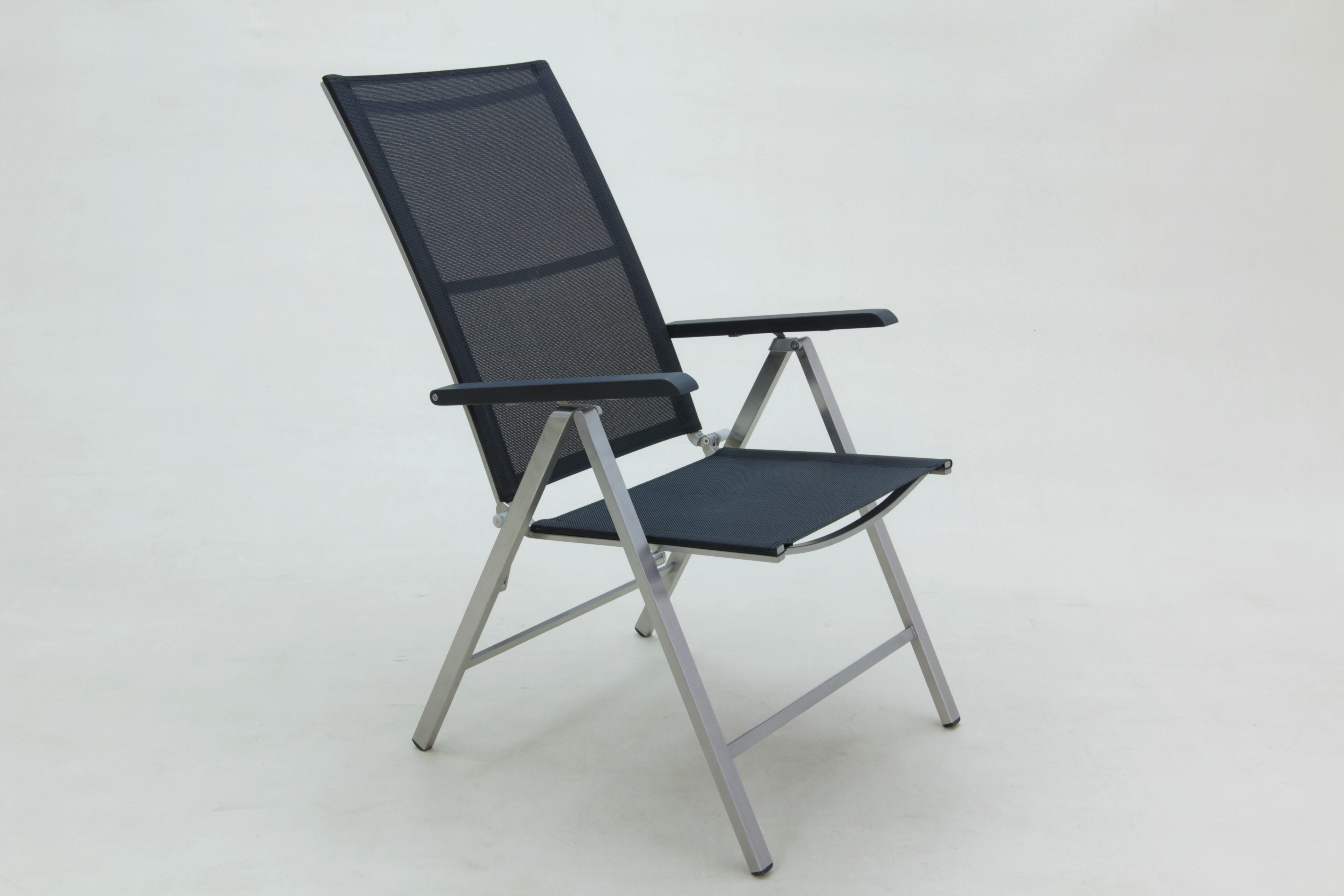 Fritz Müller Metallwarenfabrik GmbH Gartenstuhl Meran schwarz Edelstahl Klappstuhl (1 Klappsessel), klappbar / wetterfest / 120 kg Tragkraft