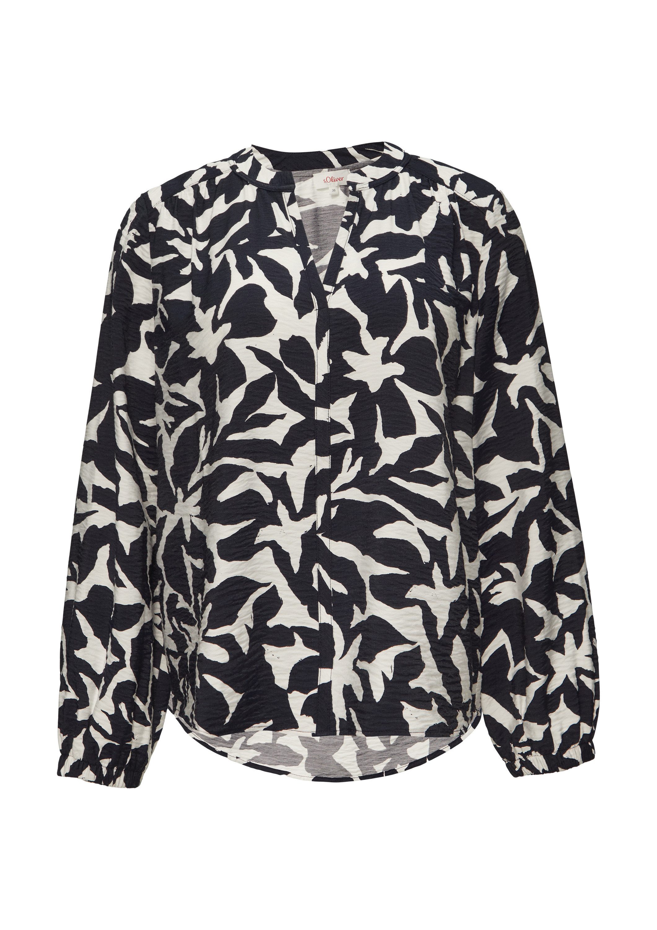 s.Oliver Langarmbluse Bluse Strukturierte Viskose-Bluse mit All-over-Print günstig online kaufen