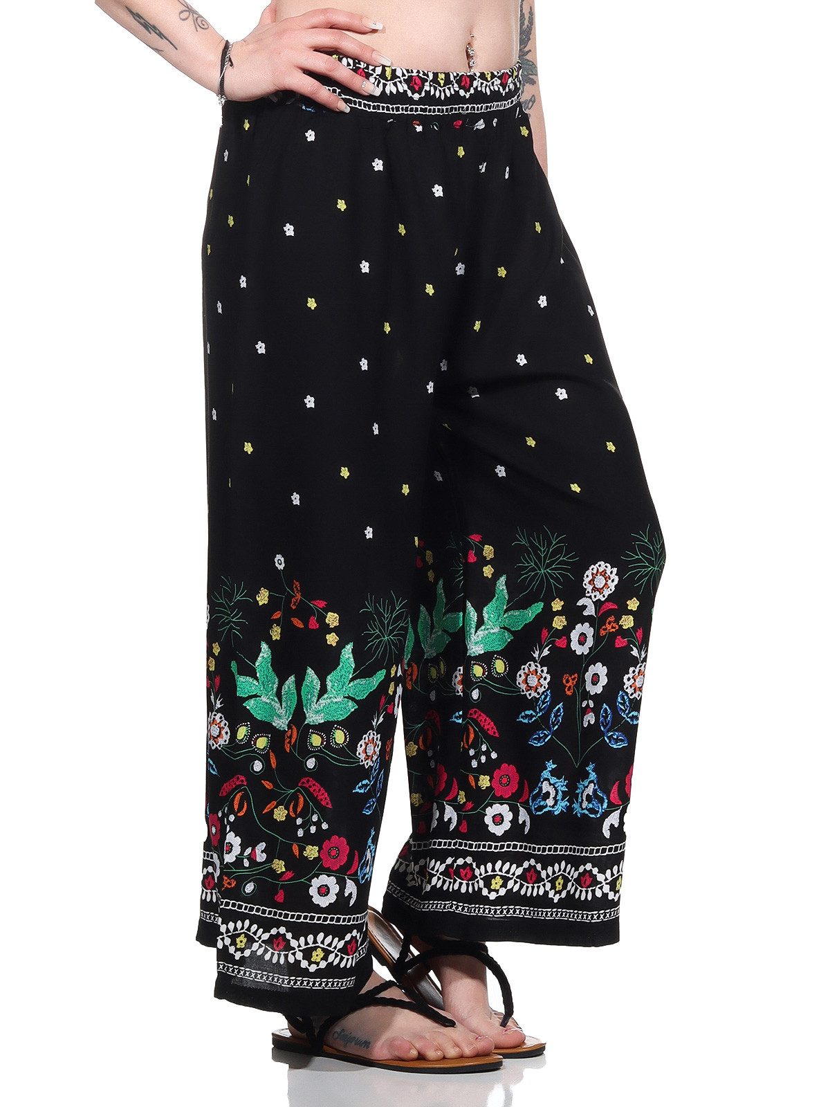 Aurela Damenmode Culotte Sommerhose leichte Marlene Hose für Damen luftige Culotte luftig & leichte Baumwollmischung, Stretchbund