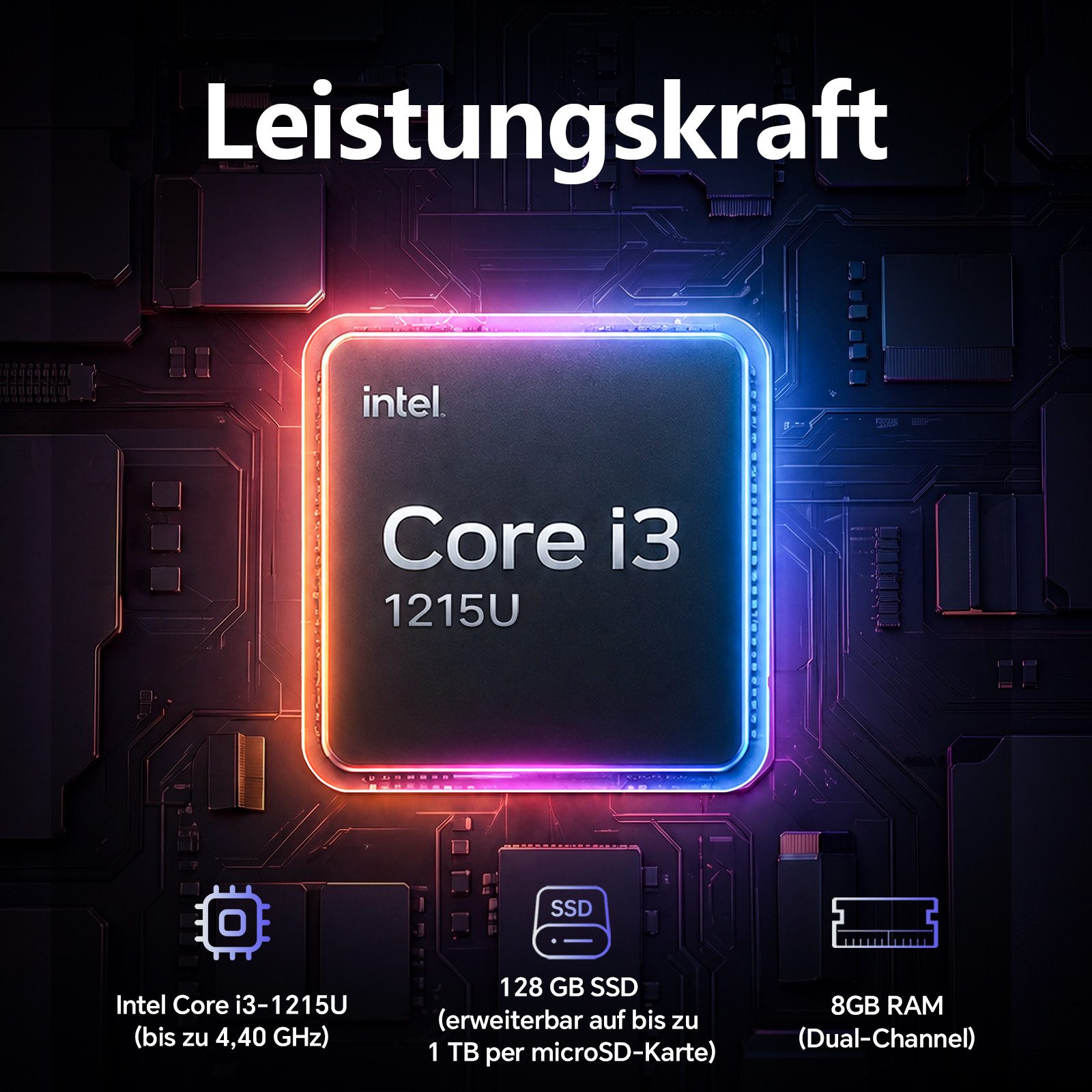 MENGHU 15,6" Convertible Laptop Intel Core i3-1215U, Versand am selben Tag Notebook (Intel Core i3-1215U Alder Lake-U, 8 GB, 128 GB SSD)