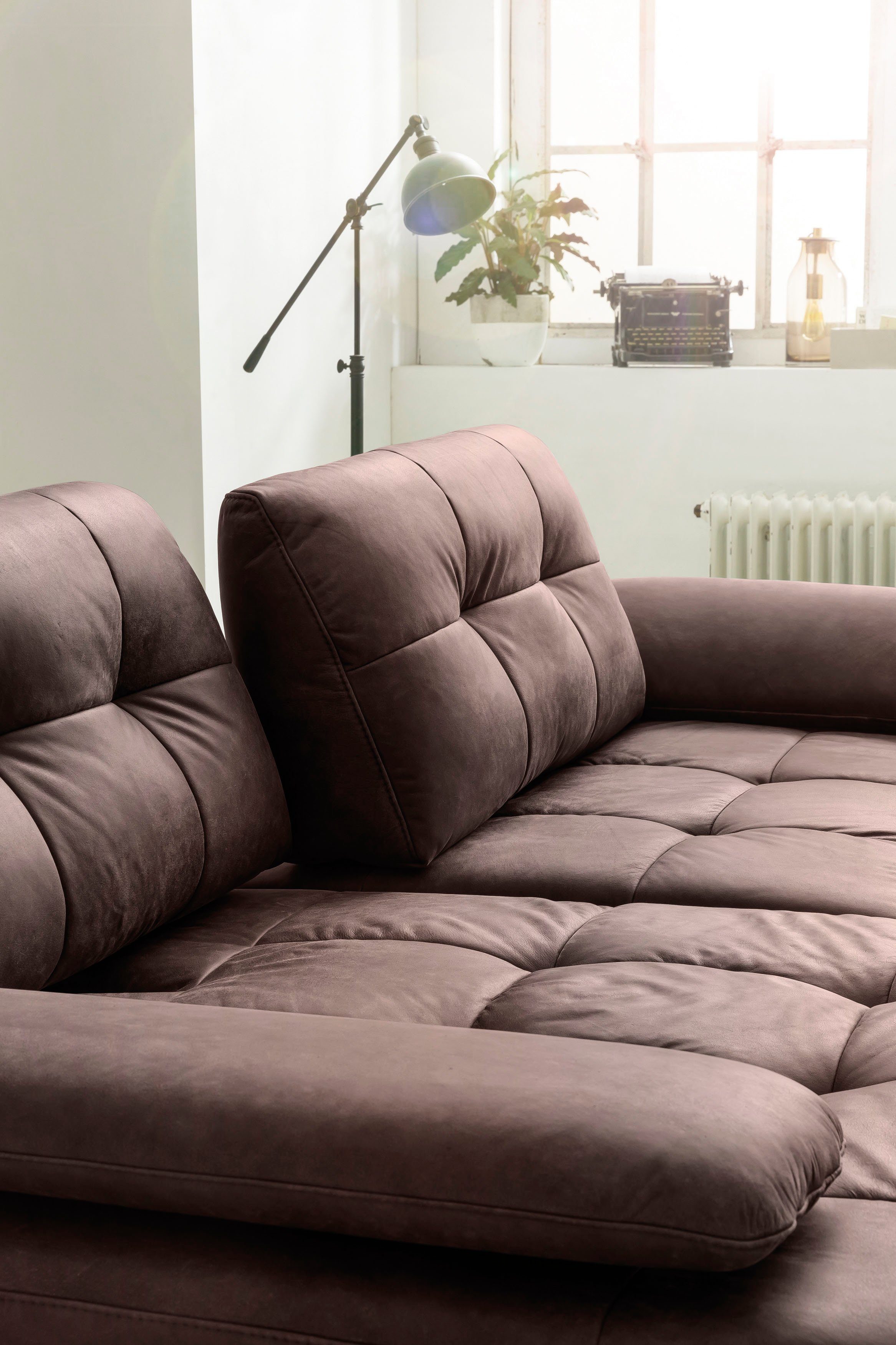 sofa - Ecksofa, Sitztiefenverstellung, Inklusive Metallfüße fashion Armlehnenverstellung, exxpo
