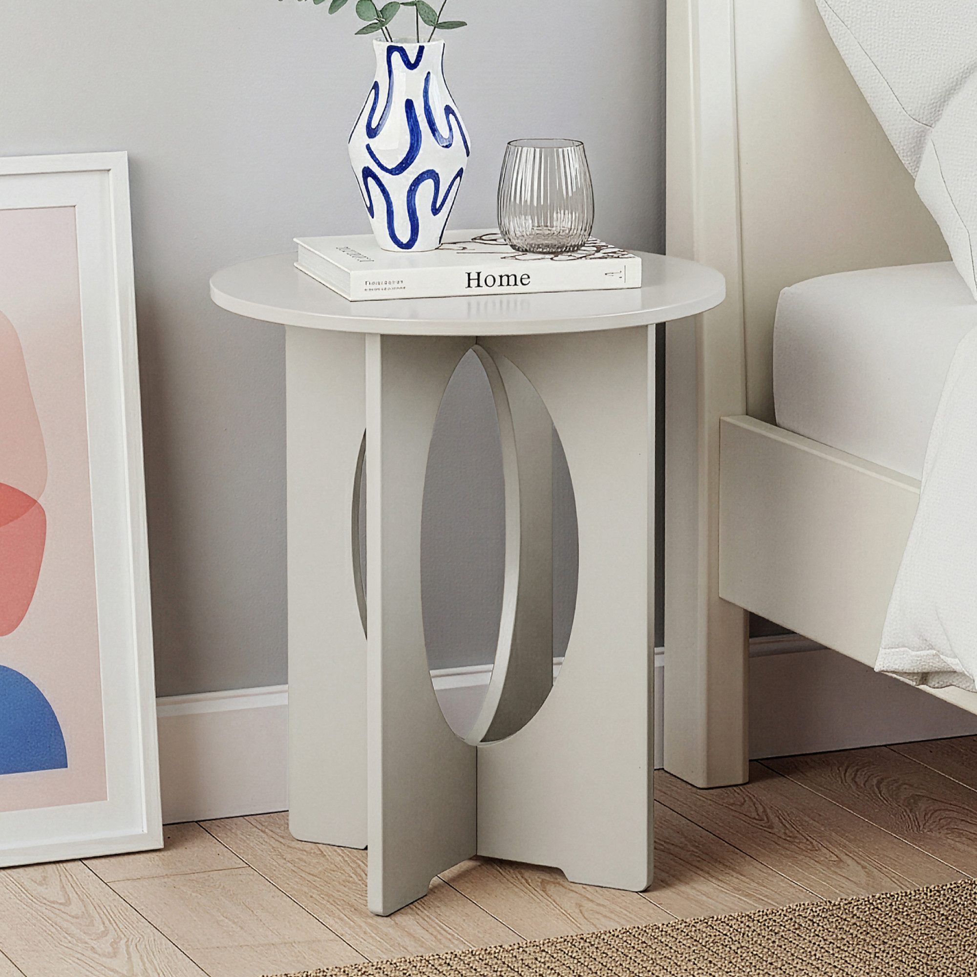 en.casa Beistelltisch, »Podeldsvin« rund 49 x 40 cm Taupe günstig online kaufen