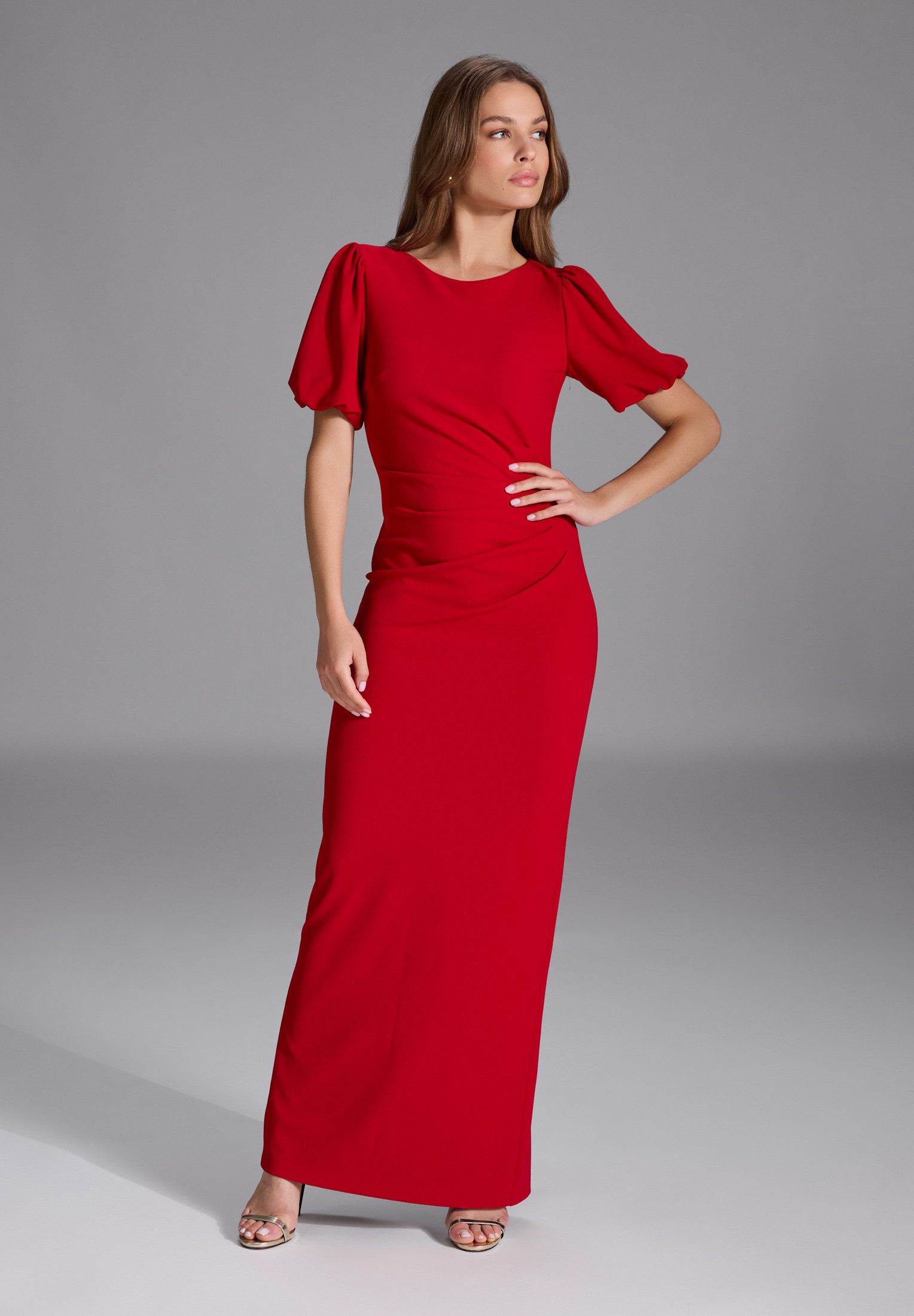 SWING Abendkleid - Abendkleid mit Puffärmeln aus Crepe Jersey Figurbetonte günstig online kaufen