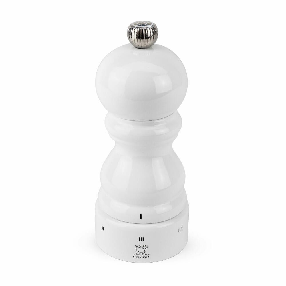 PEUGEOT Salzmühle PARIS 12cm Weiß Buchenholz Lackiert uSelect Stahlmah Manuell