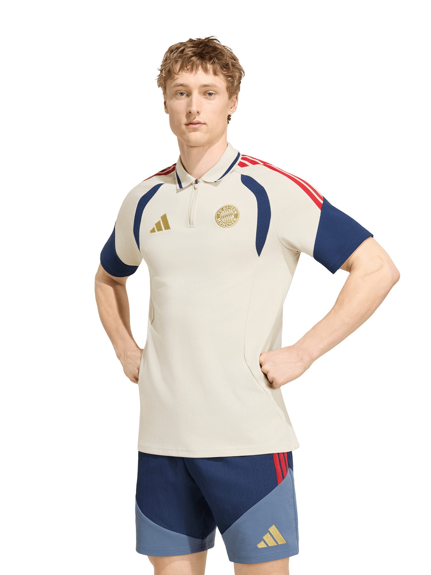 Poloshirt FC Bayern München, Poloshirt Teamline, Herren, Off white