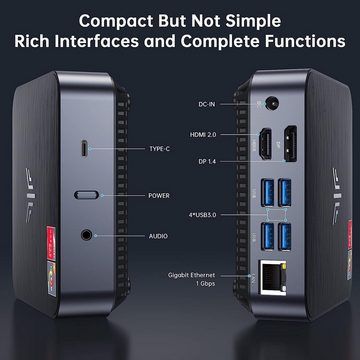 NiPoGi Business Windows Computer Mini Pc Office HomeOffice AMD Ryzen 7 3750H Mini-PC (AMD Ryzen 7, Radein RX Vega 10, 16 GB RAM, 512 GB SSD, Luftkühlung, Multimedia, Workstation, Gaming PC, Laptop, Zocker)