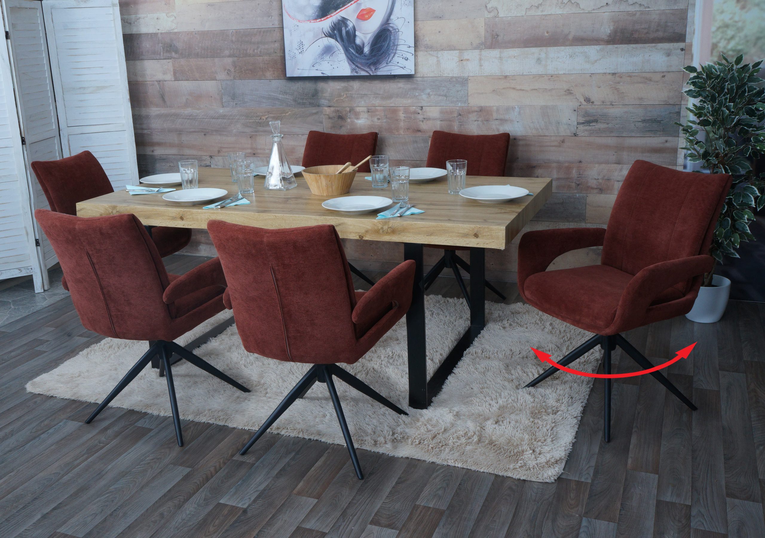 MCW Esszimmerstuhl MCW-O78-6 (Set, 6 St), Hohe Stoffqualität 310 g/m², Chenille Stoffbezug, Fußbodenschonern