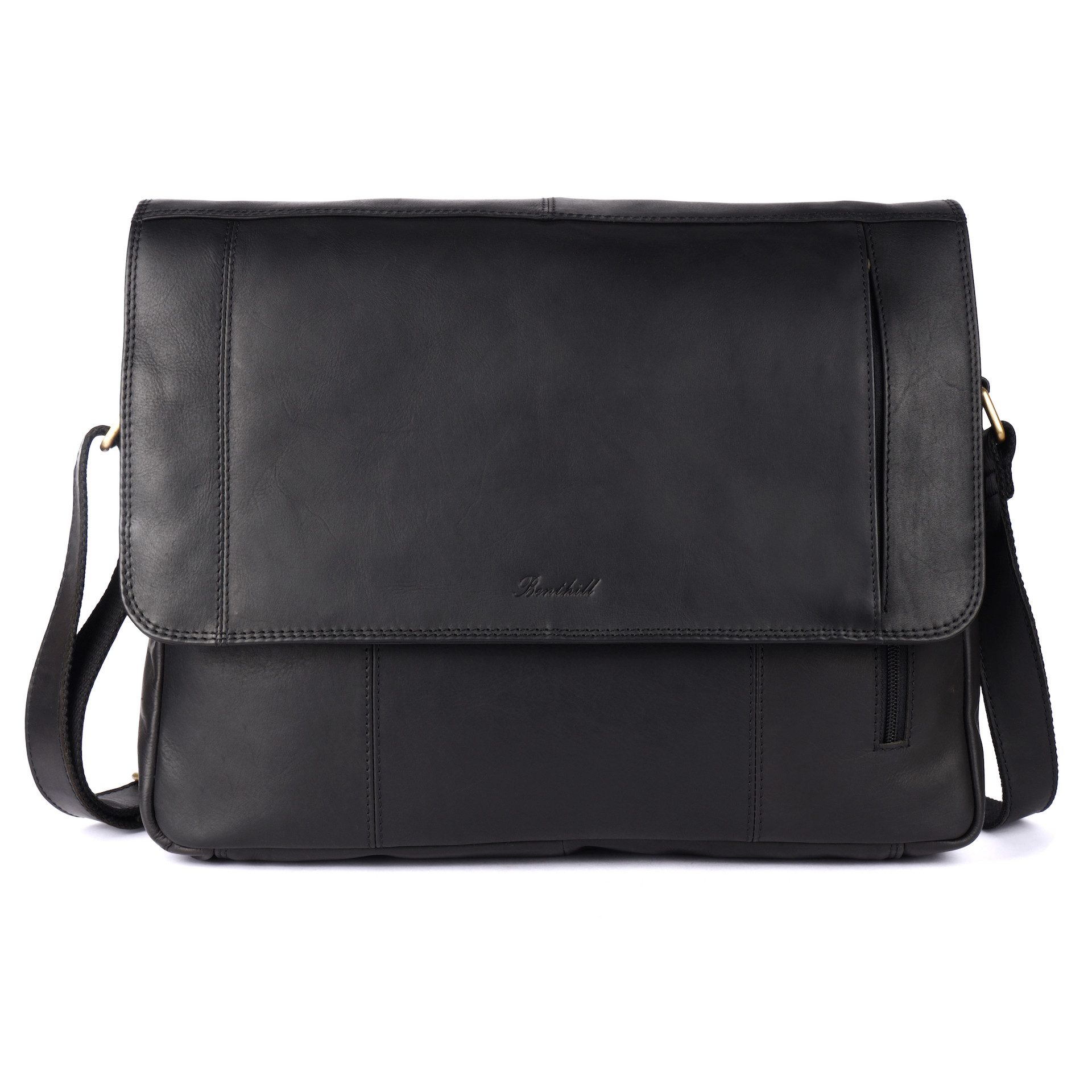 Benthill Messenger Bag Herren Umhängetasche Echt Leder Messenger Vintage Schultertasche, Reißverschlussfach