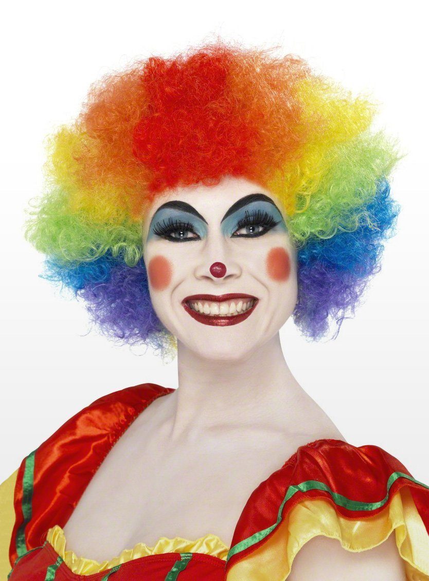 Smiffys Kostüm-Perücke Clown Perücke regenborgen Karneval Faschingskostüm, Lustiges Accessoire für närrische Auftritte