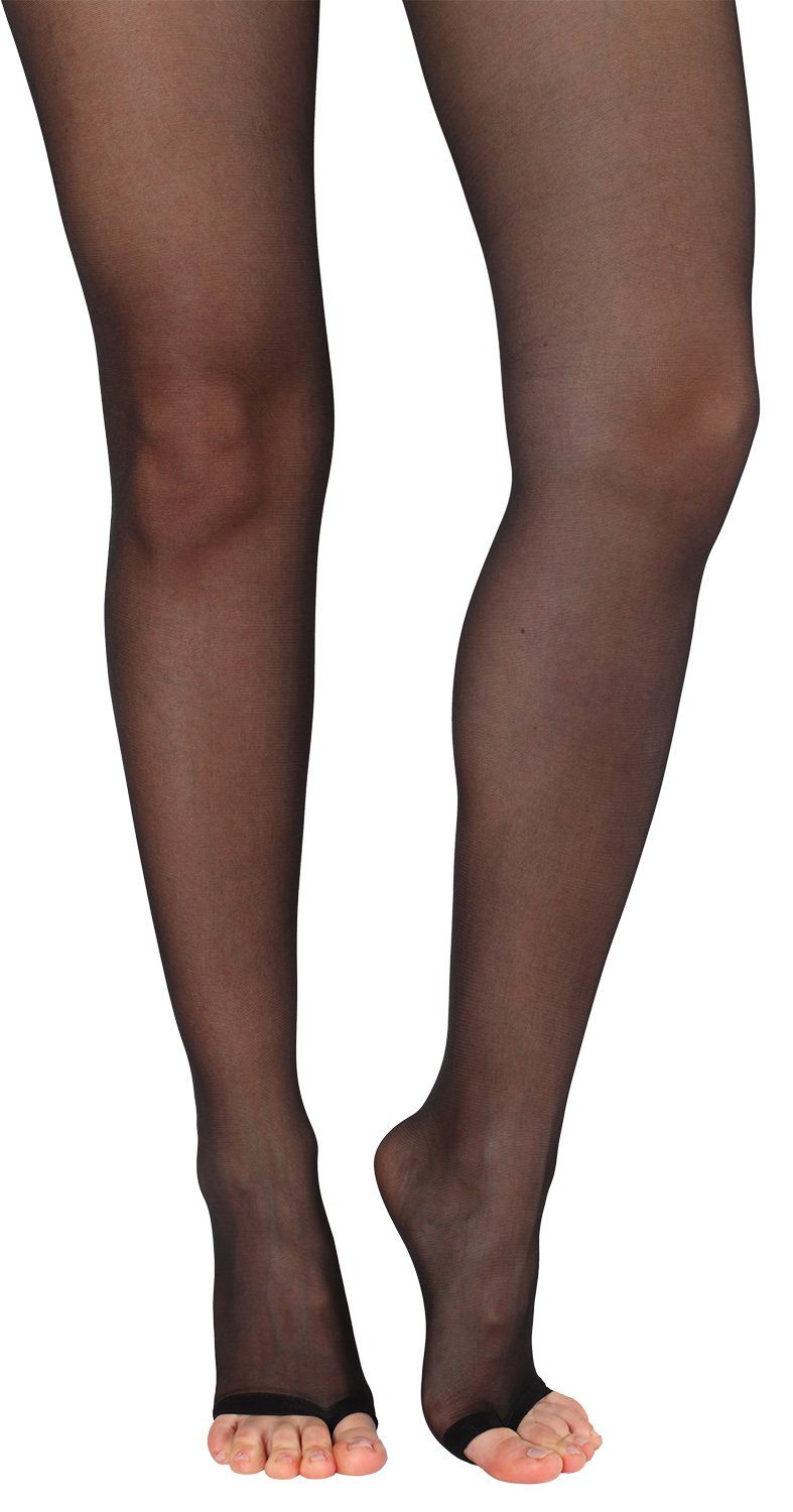 Strumpfhose St) transparent BANANALU Toeless (1 Nero weiche Feinstrumpfhose Open zehenfreie DEN 15 Toe