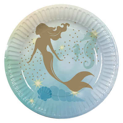 Boland Einweggeschirr-Set 10 Meerjungfrau Pappteller, Pappe, Macht Deine Feier märchenhaft: Partydeko für Mermaids und Nixen!