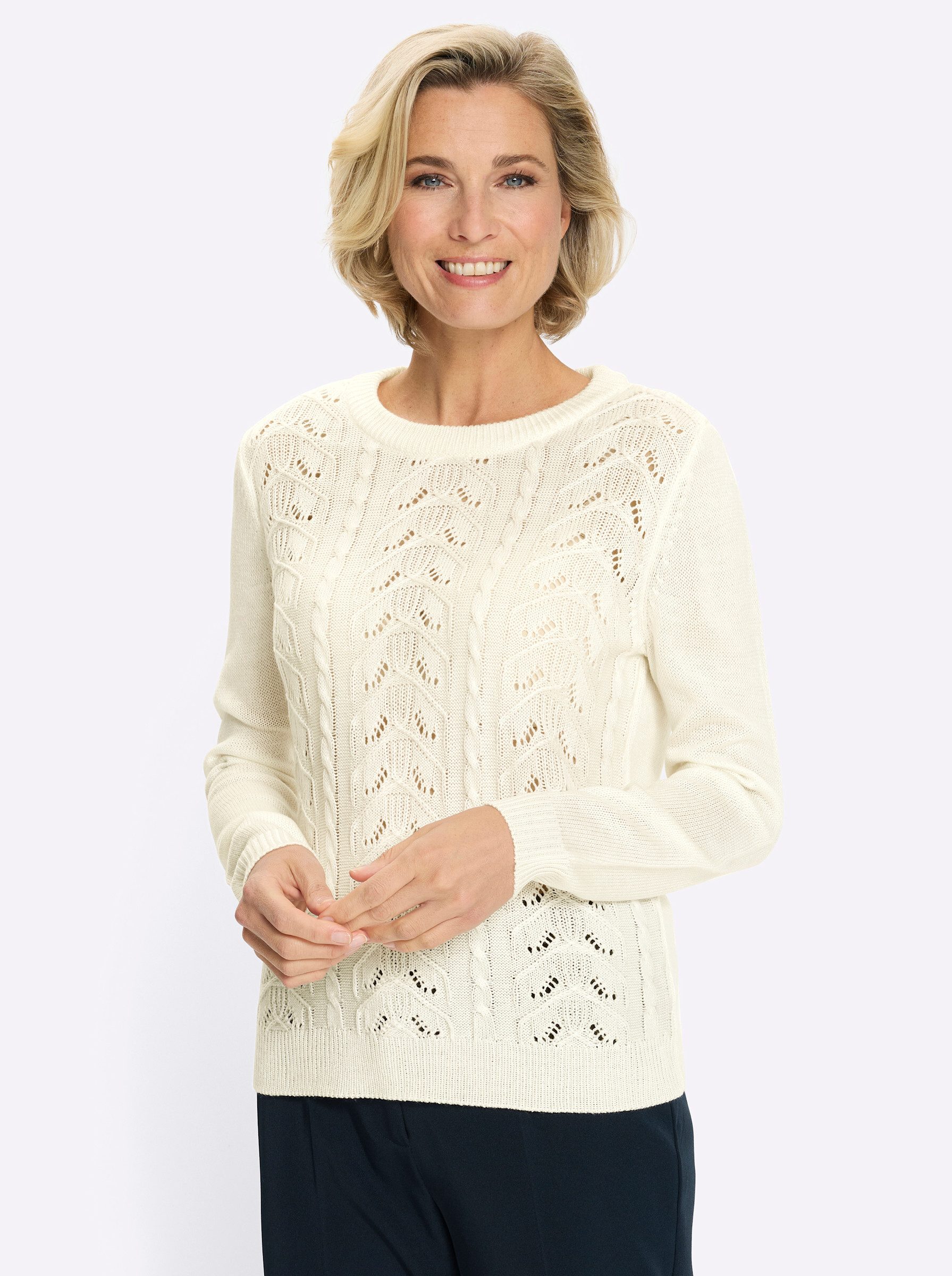 Sieh an! Strickpullover Rundhals-Pullover Langarm
