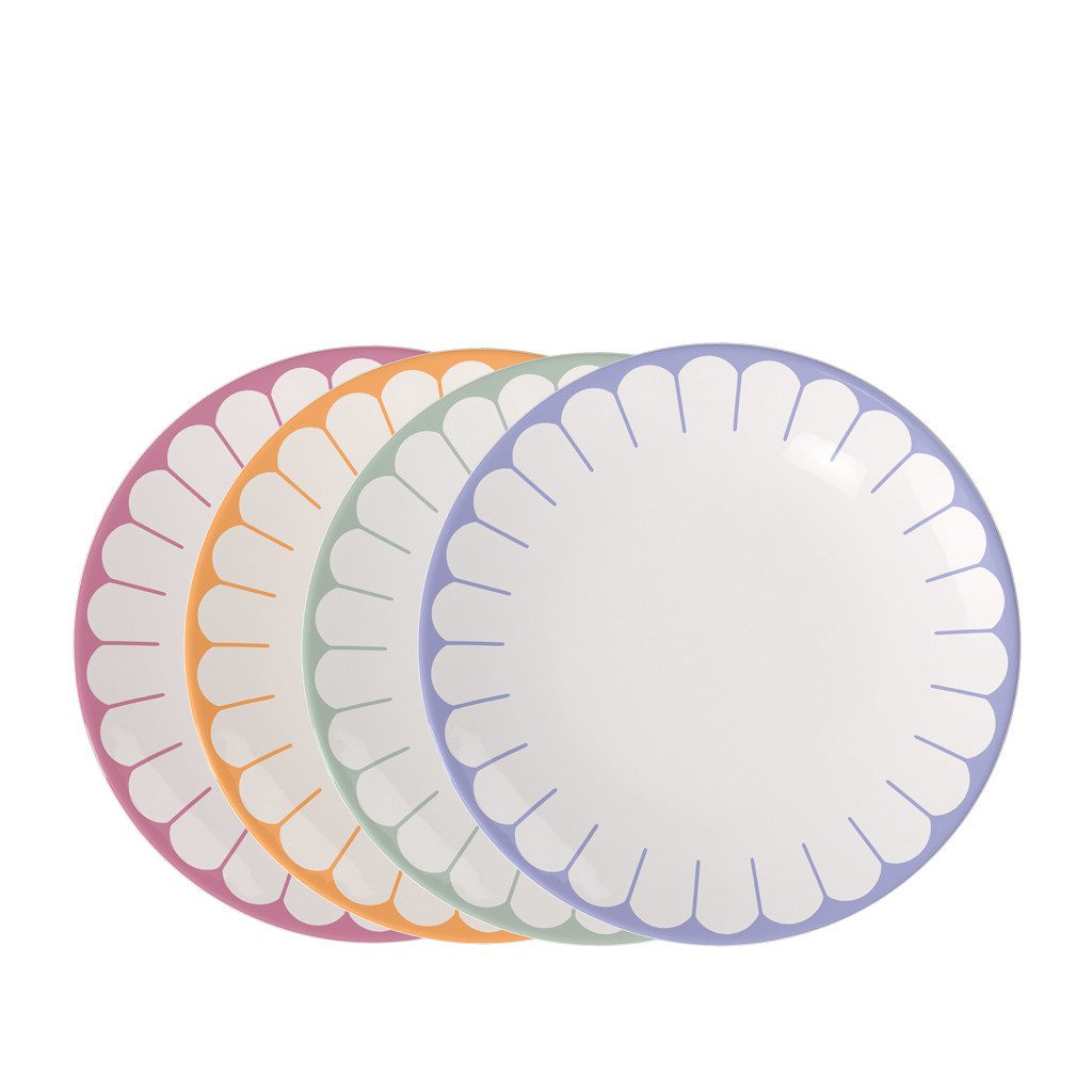 Villeroy & Boch Speiseteller Fleur couleur Speiseteller 4tlg. 26,5x26,5x3cm, (4 St), Premium Porcelain, mikrow.- & spülm.sicher, Made in Germany