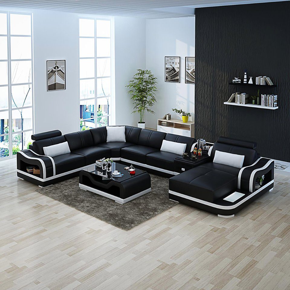 Ecksofa, Ledersofa Ecksofa Design Sofa Modern JVmoebel Couch Wohnlandschaft Eck