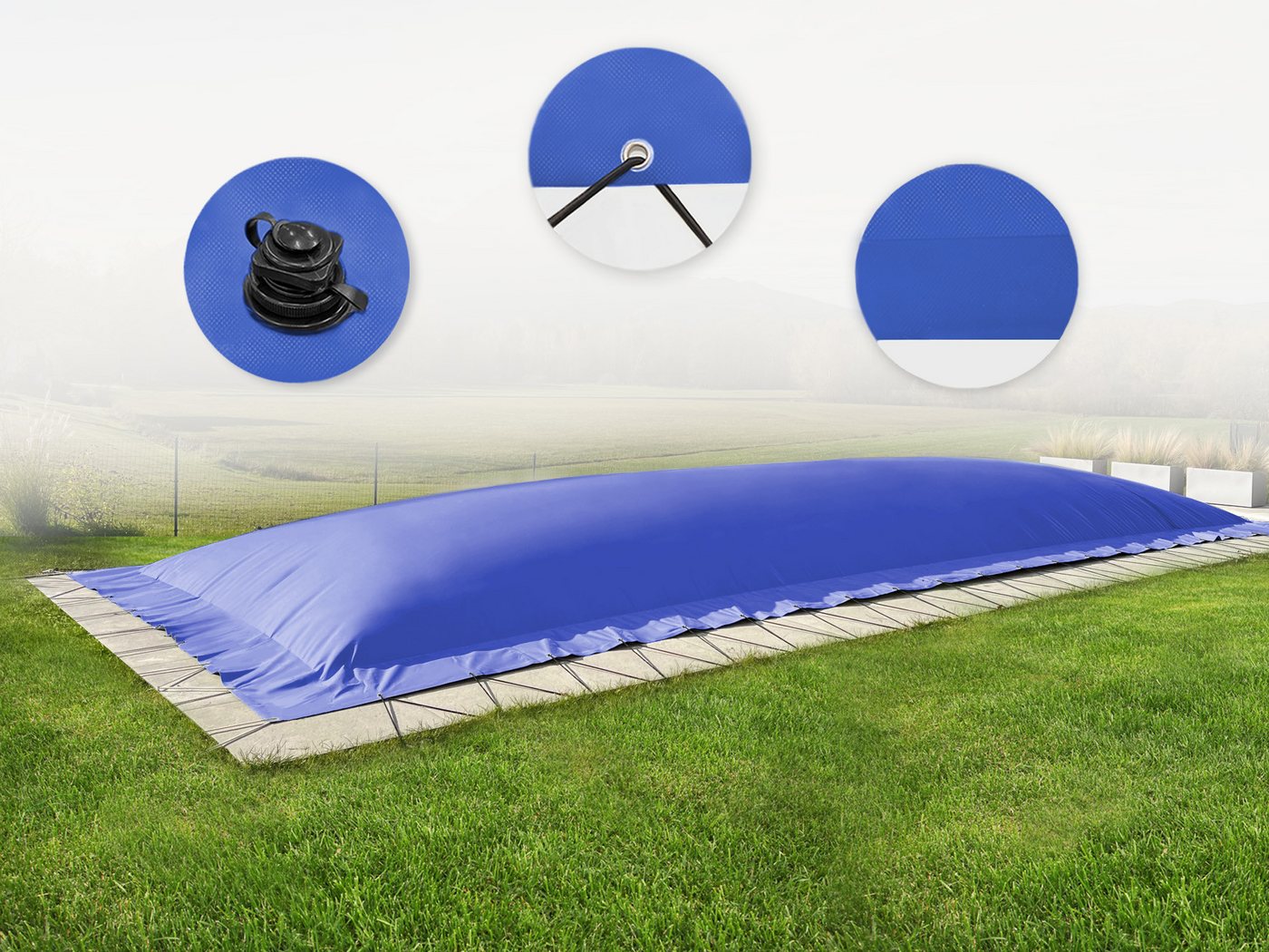 Thumbnail - AirDeluxe Pool-Abdeckplane (Profi-Qualität) Rechteckige aufblasbare Poolplanen/Schwimmbad, Abdeckungen aus LKW-Plane